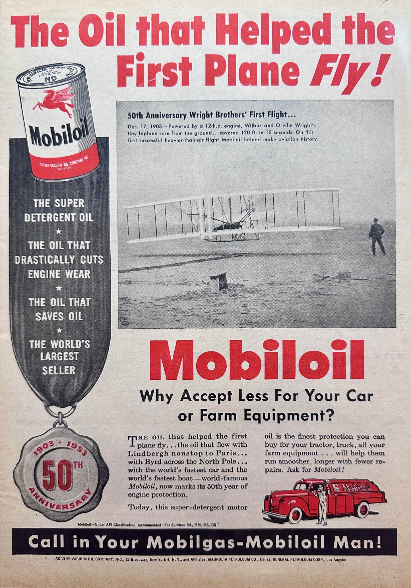 1953 Allis Chalmers WD45 Tractor & Mobiloil Vintage Advertisements S51