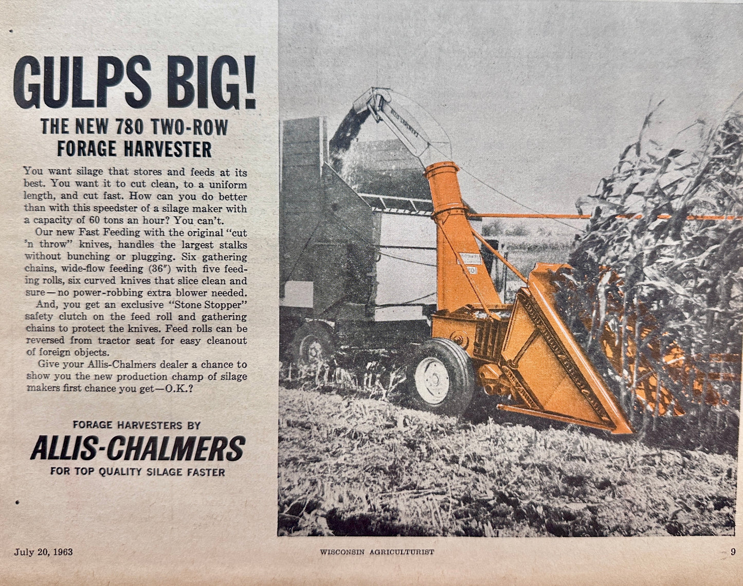 1963 Allis-Chalmers 780 Two Row Forage Harvester - Vintage Ad S52