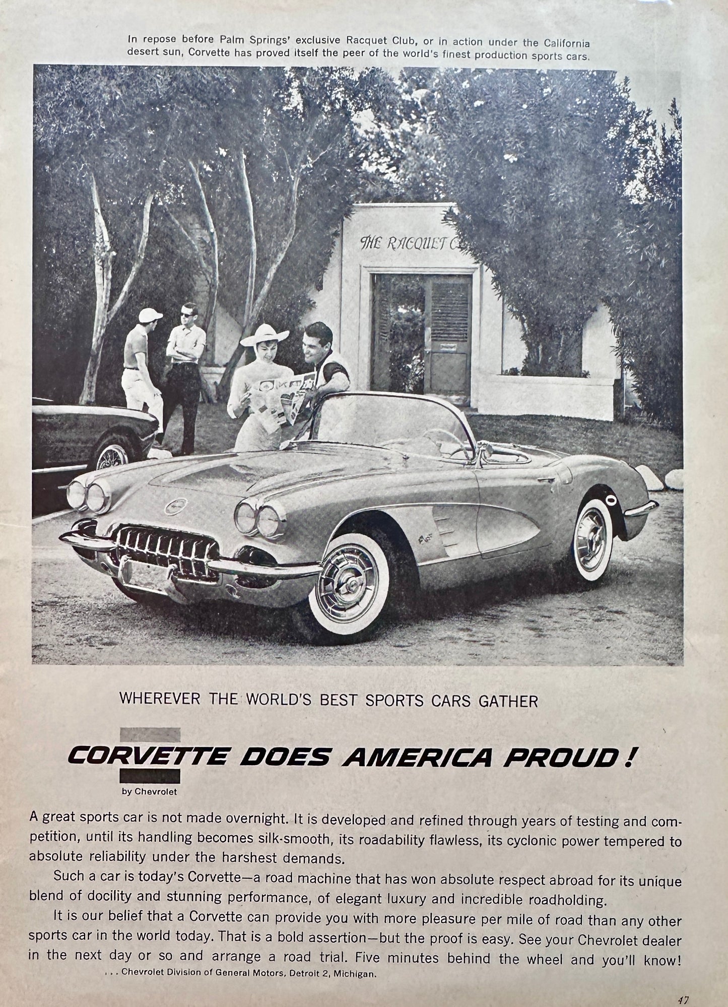 1958 Chevrolet Corvette Does America Proud! Classy Car Vintage Ad