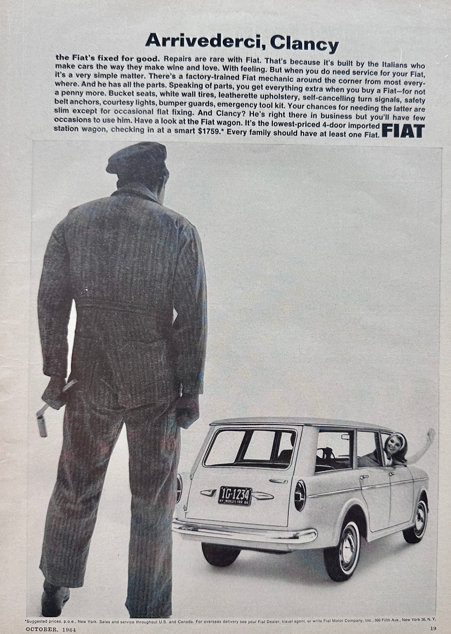1964 Fiat 1100D Station Wagon - Arrivederci, Clancy! - Vintage Ad