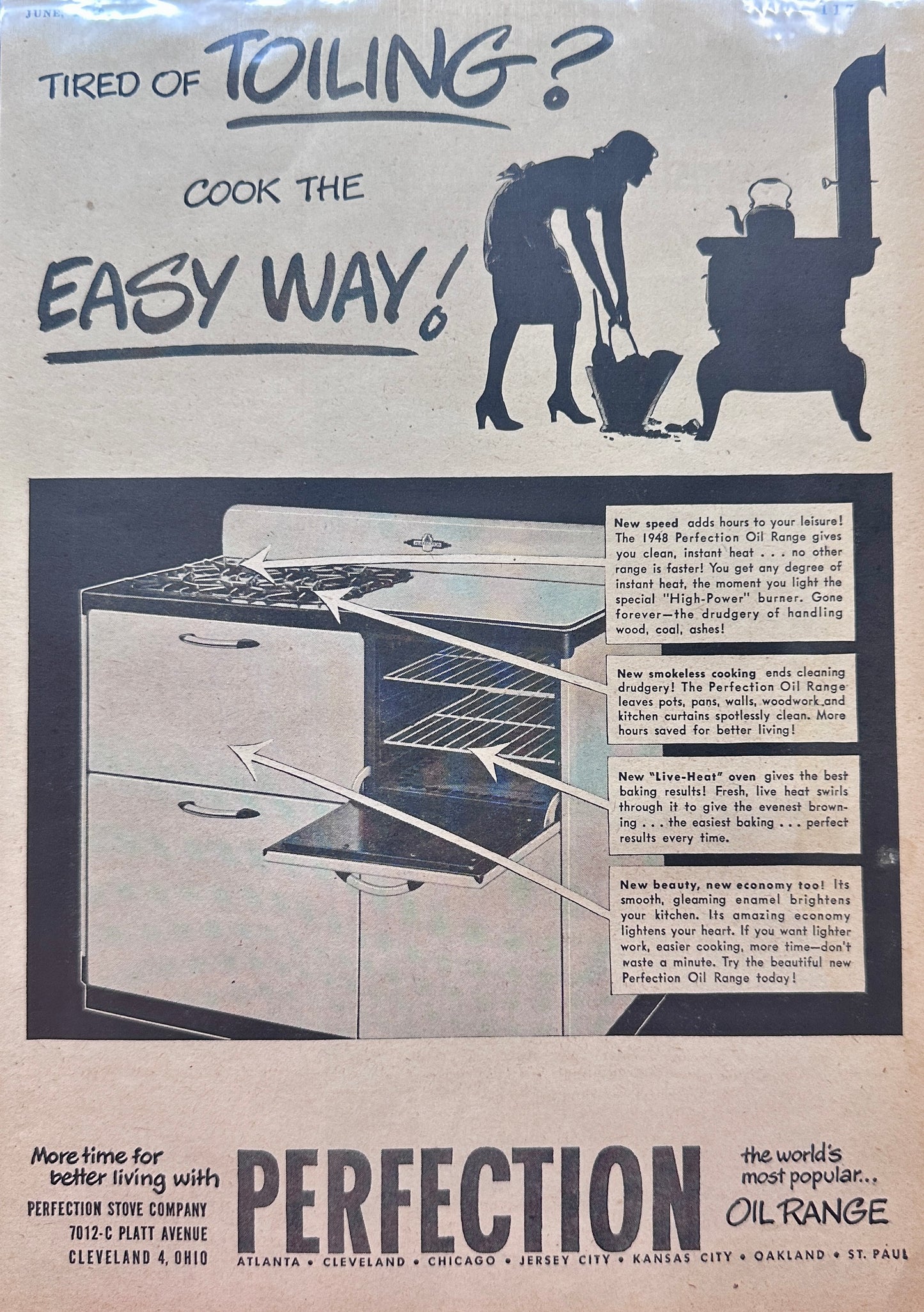 1948 Perfection Oil Range Cleveland, Ohio And Rinso Soap Vintage Ad