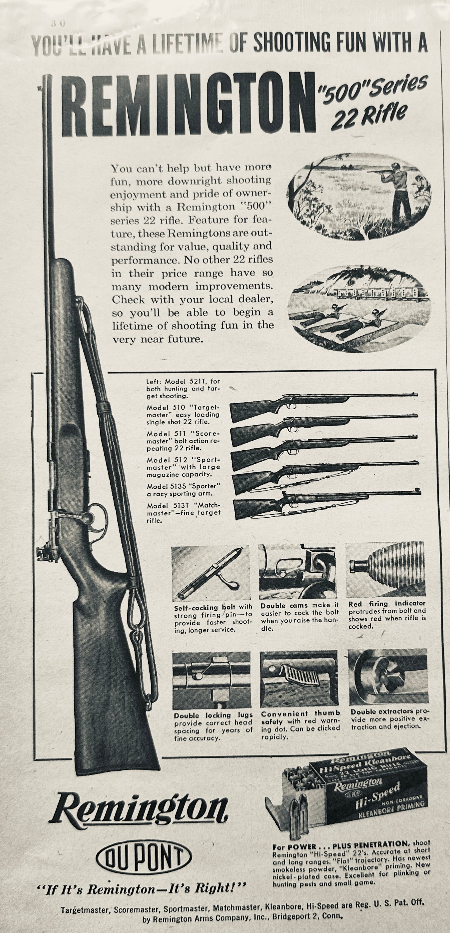 1948 Remington 500 series 22 Rifle Vintage Ad N804