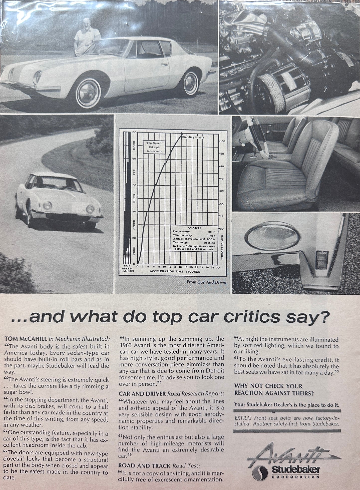 1963 Studebaker Avanti Classic Automotive Advertisement