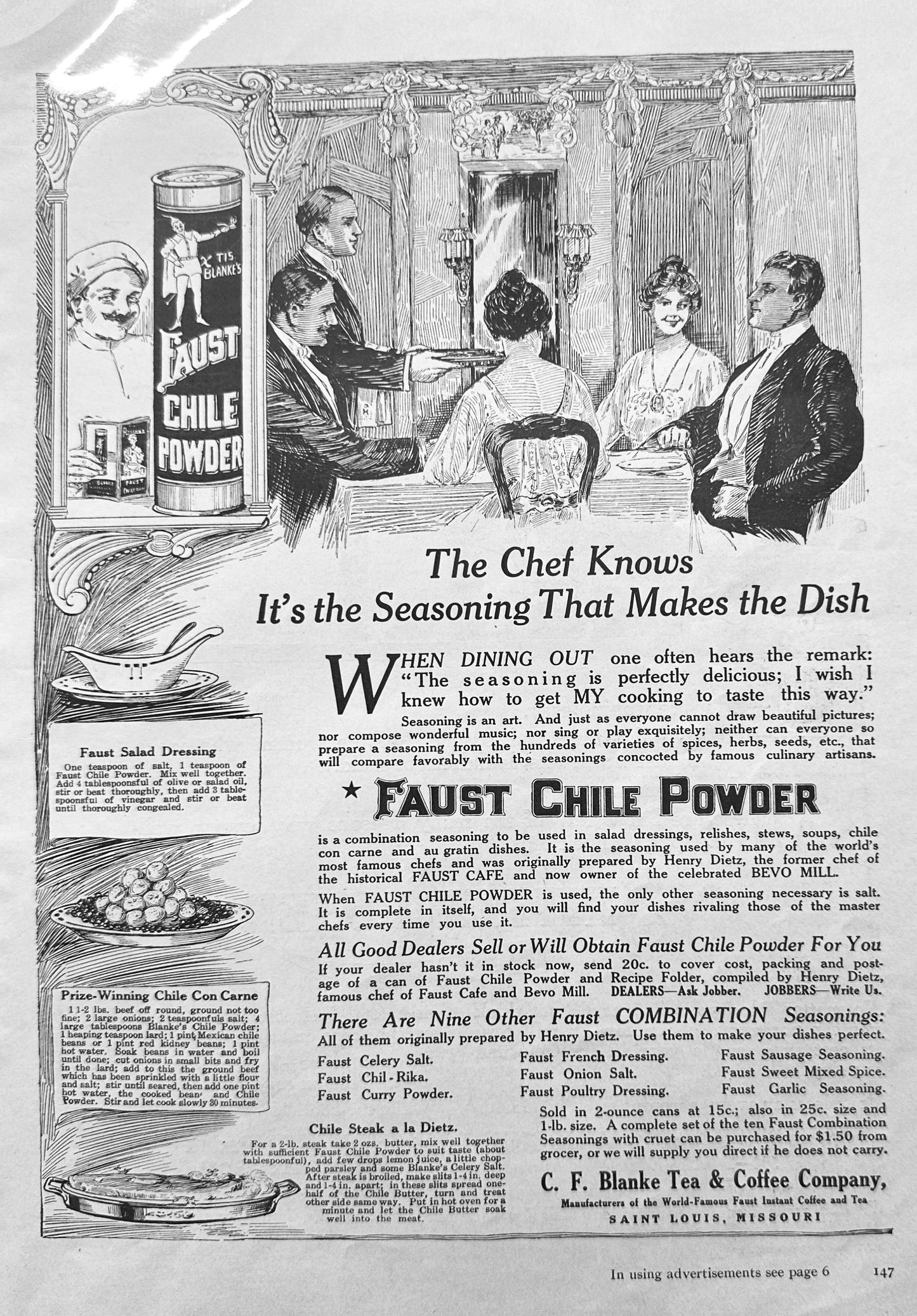 1919 Simplex Ironer & Faust Chili Powder Seasoning Vintage Ads #1361