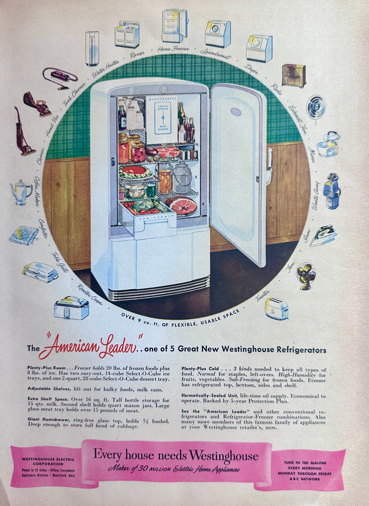 1948 Westinghouse Appliances - Every house needs them! Vintage Ad