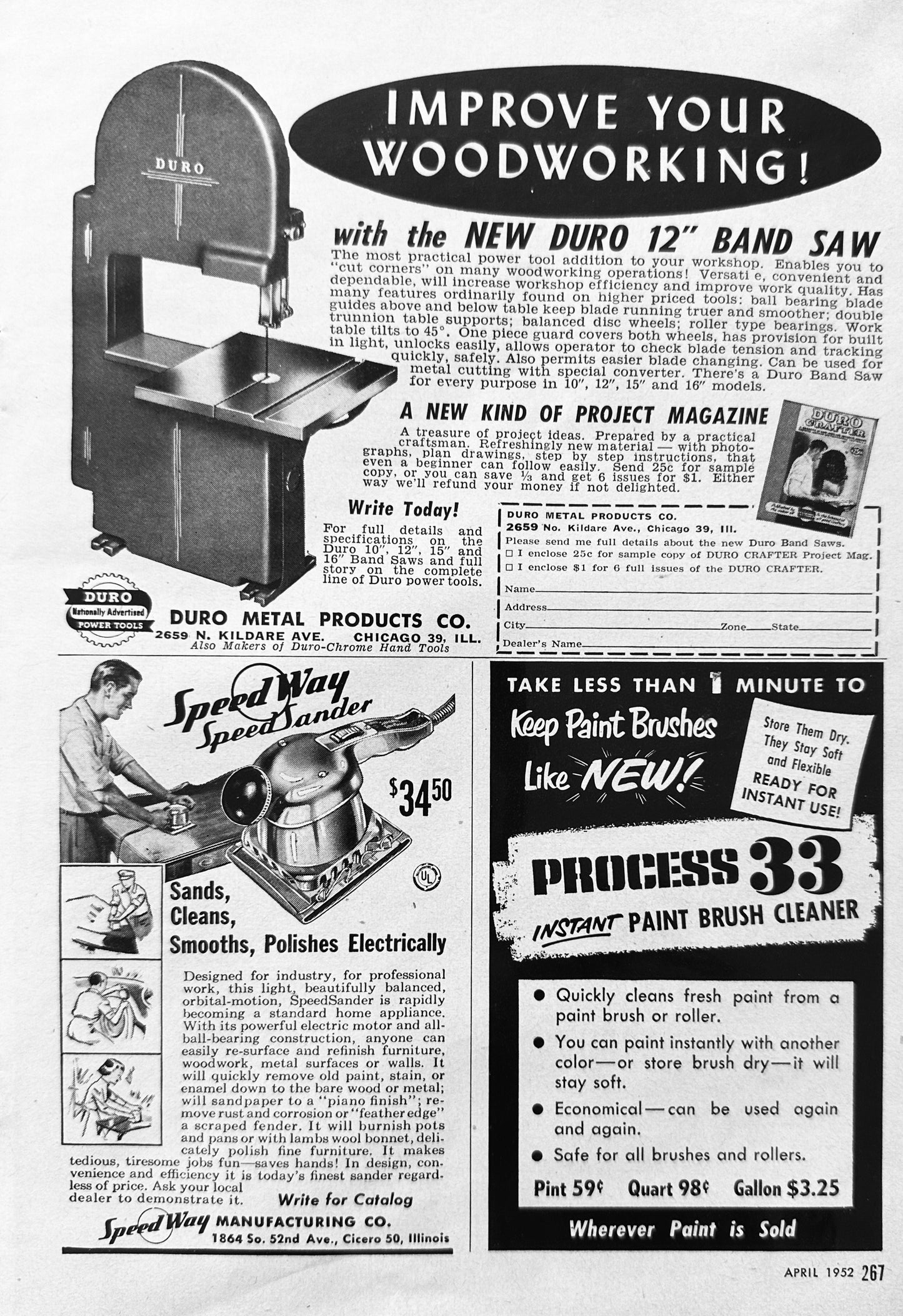 1952 Duro 12" Band Saw - Improve Your Woodworking - Vintage Ad