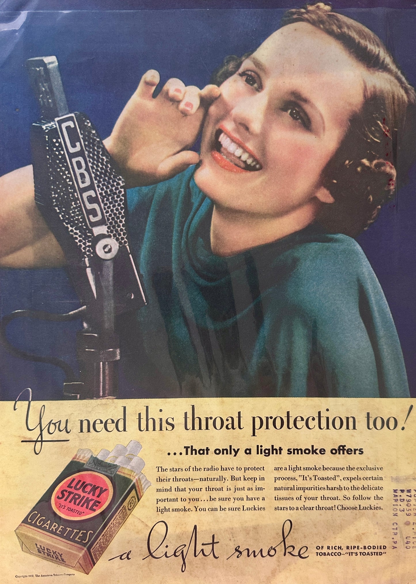 1937 Wheeling Super Channeldrain Roofing & Lucky Strike Cigarette Vintage Ads N362