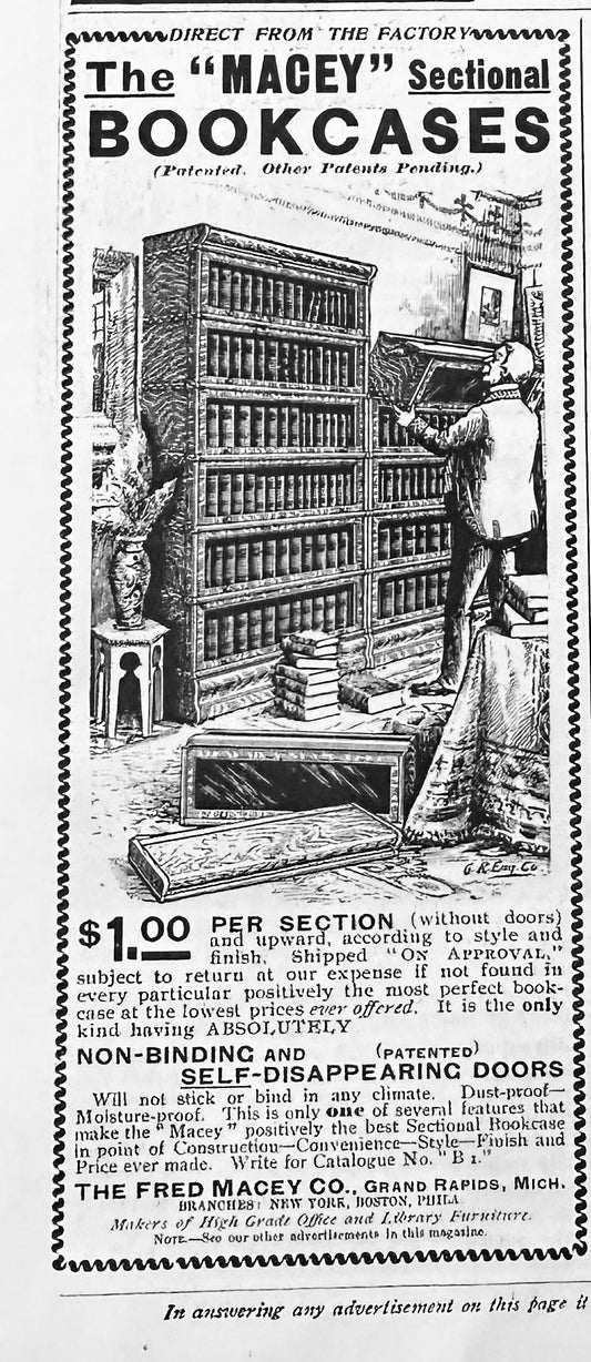 1901 Macey's Sectional Bookcases + More Period Advertising N389