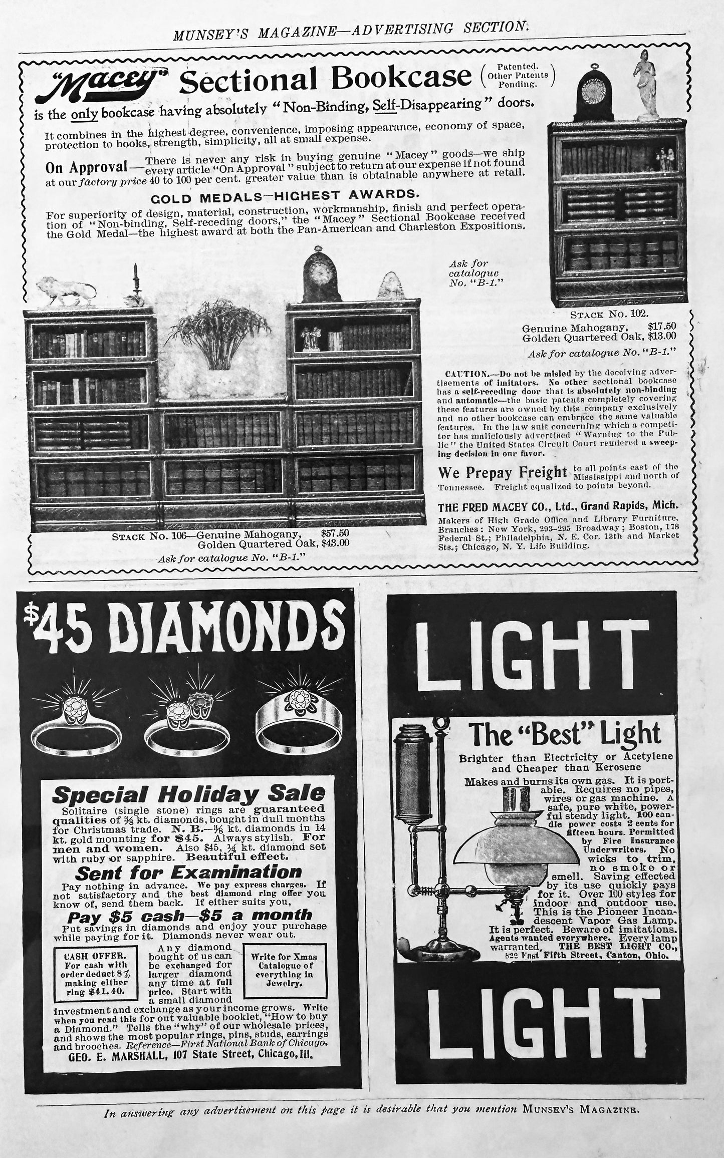 1902 Macey Sectional Bookcases & 5 other Period Product Ads