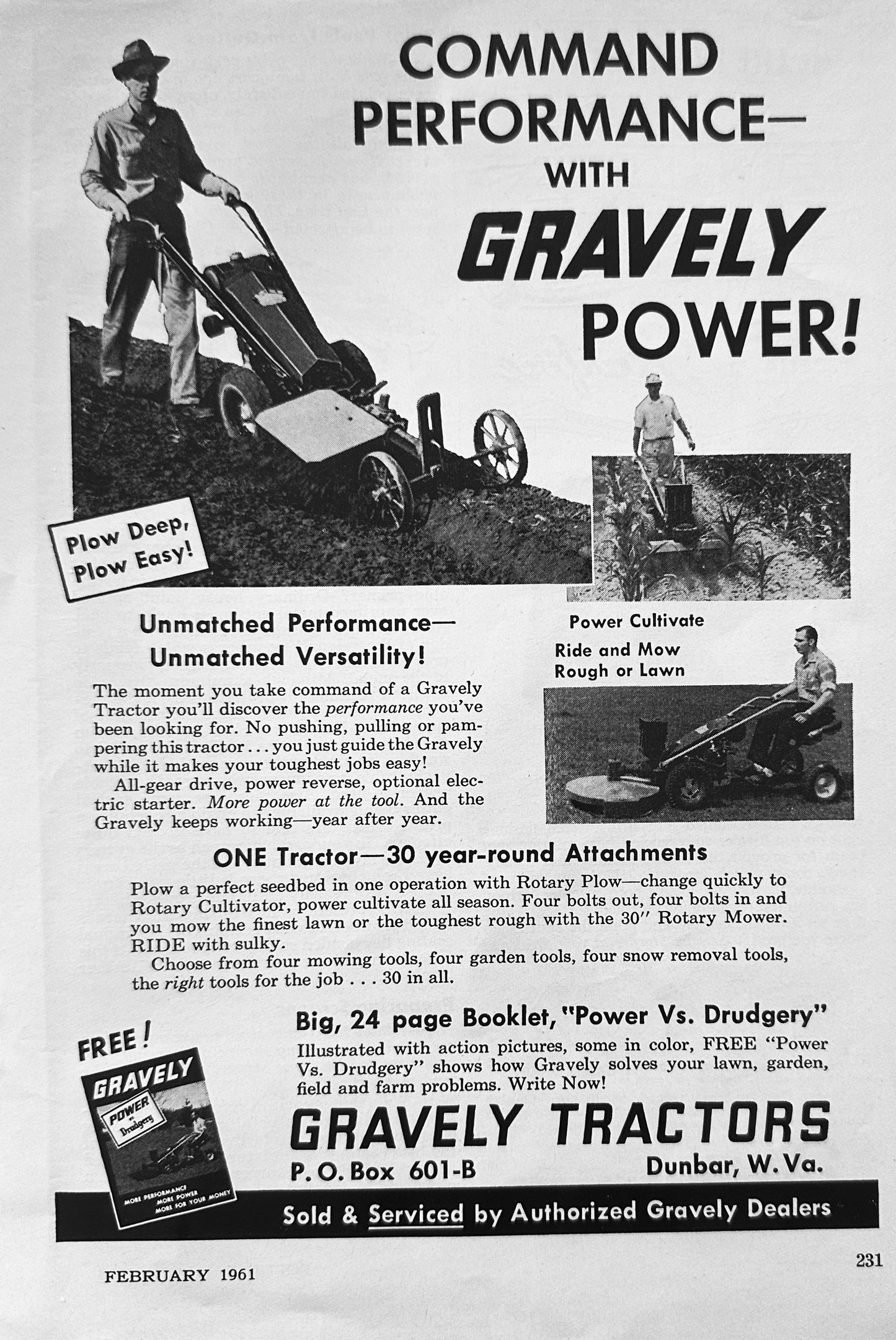 1961 Command Performance with Gravely Power - Vintage Ad