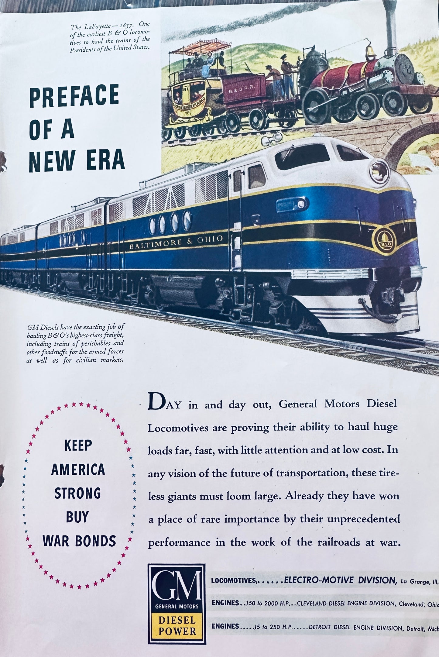 1944 General Motors Locomotive in Baltimore & Ohio Colors - Gorgeous!