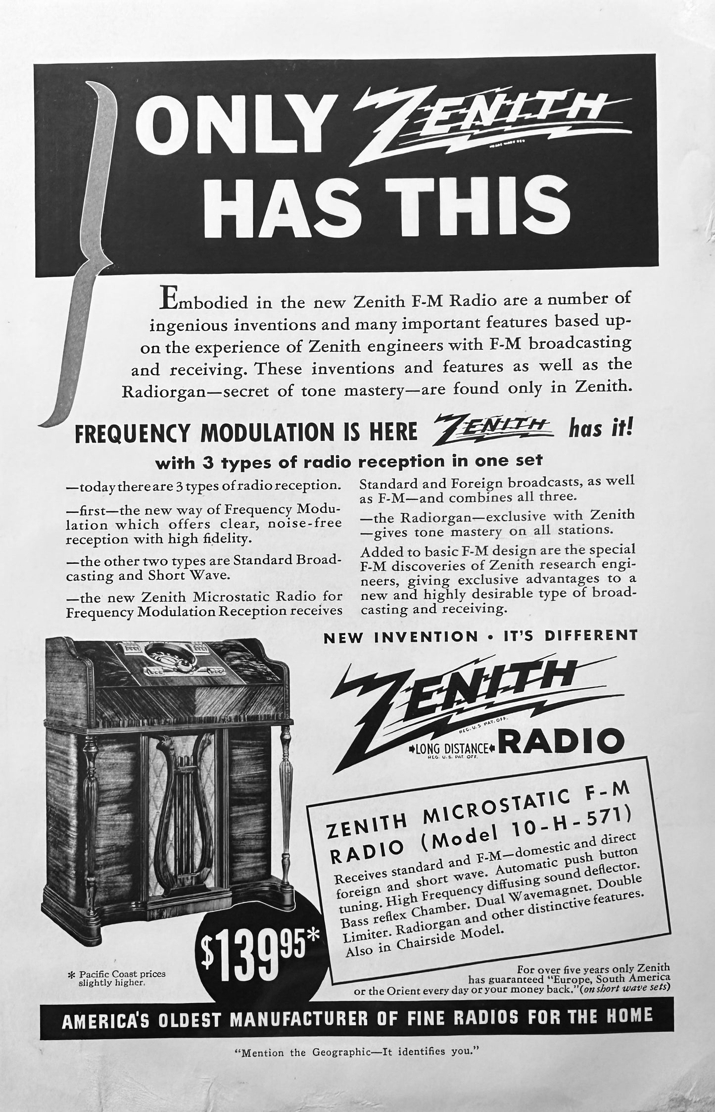 1940 Hamilton Watch Ad - 7 Unique Styles & Zenith Long Distance Radio Ad N428