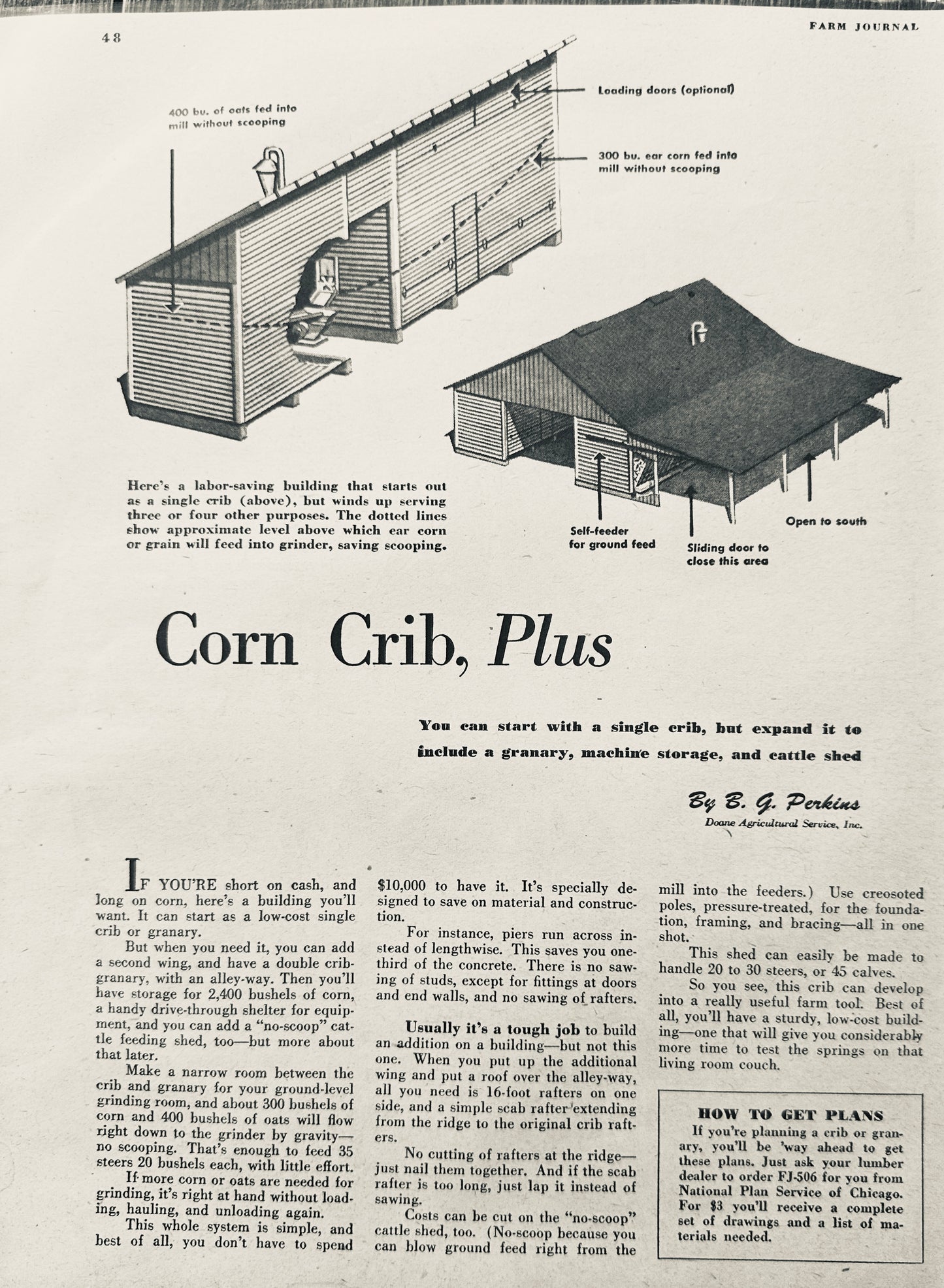 1948 Corn Crib, Plus Plans by B.G. Perkins - Mail Order