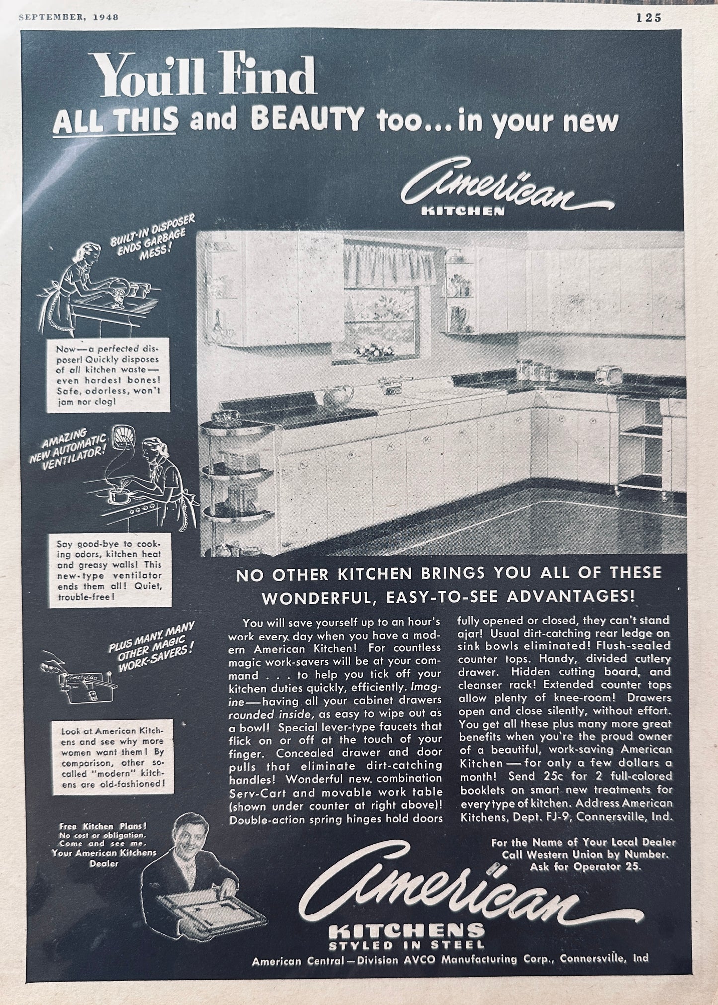 1948 American Kitchens Styled in Steel - Connersville, IN Vintage ad