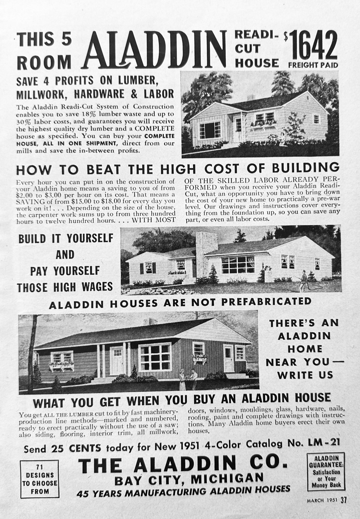 1951 Aladdin Mail Order homes 3 Models Shown Bay City MI