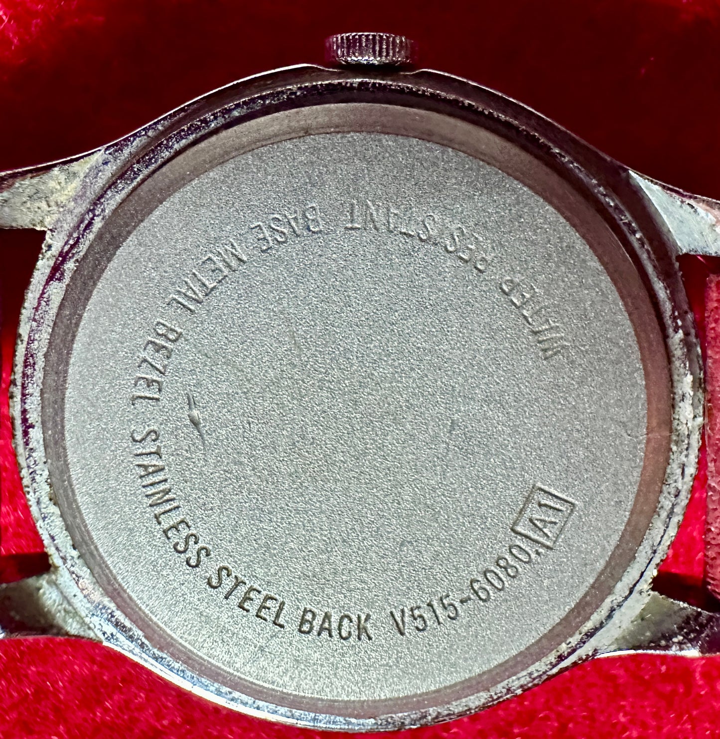 1990's Vintage Mickey Mouse Ladies' Wristwatch Red Leather Band