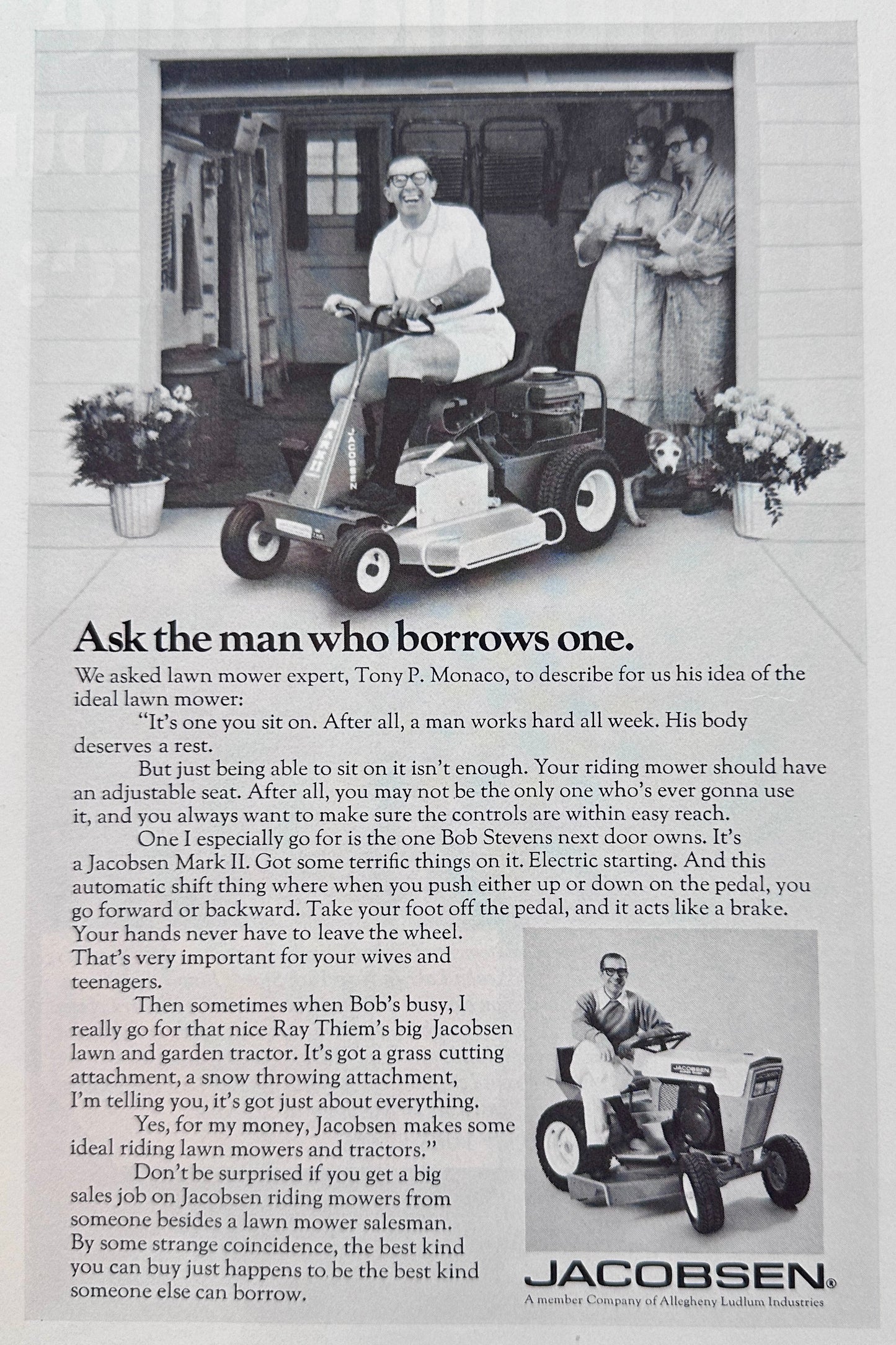 1971 Jacobsen Mark II Riding Lawnmower Vintage Ad