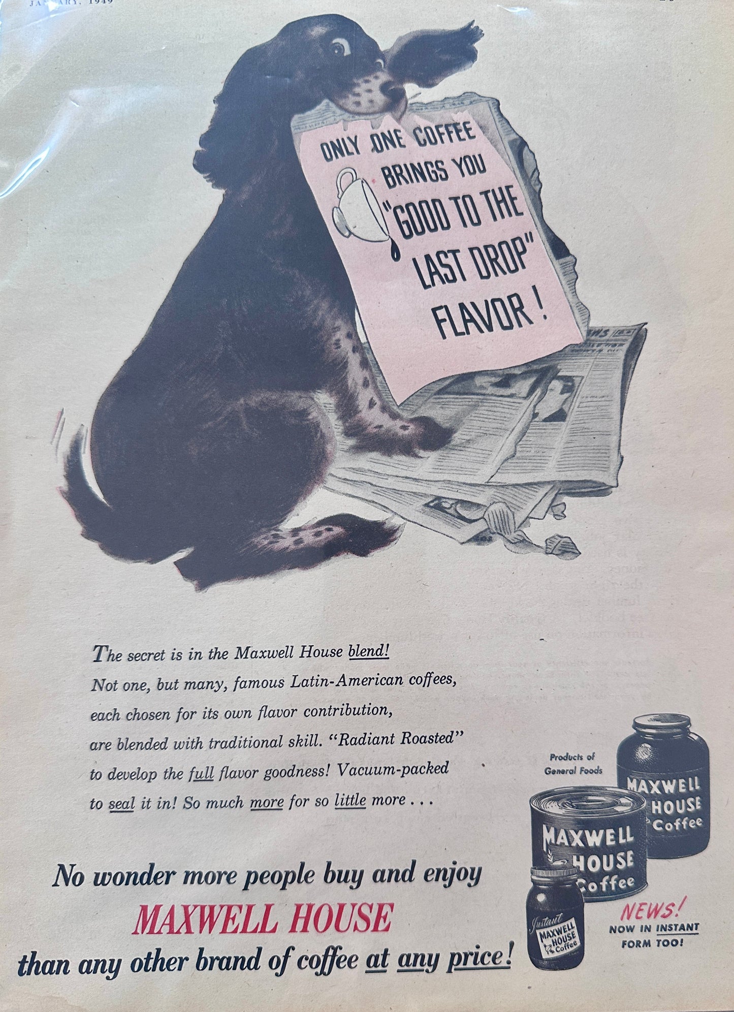 1949 Before there was Starbucks there was Maxwell House Coffee Vintage Ad