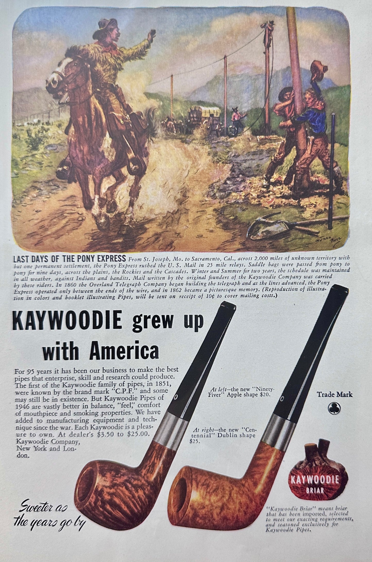 1946 Parker "51" World's Most Wanted Pen & Kaywoodie Briar Pipes Vintage Ads N768