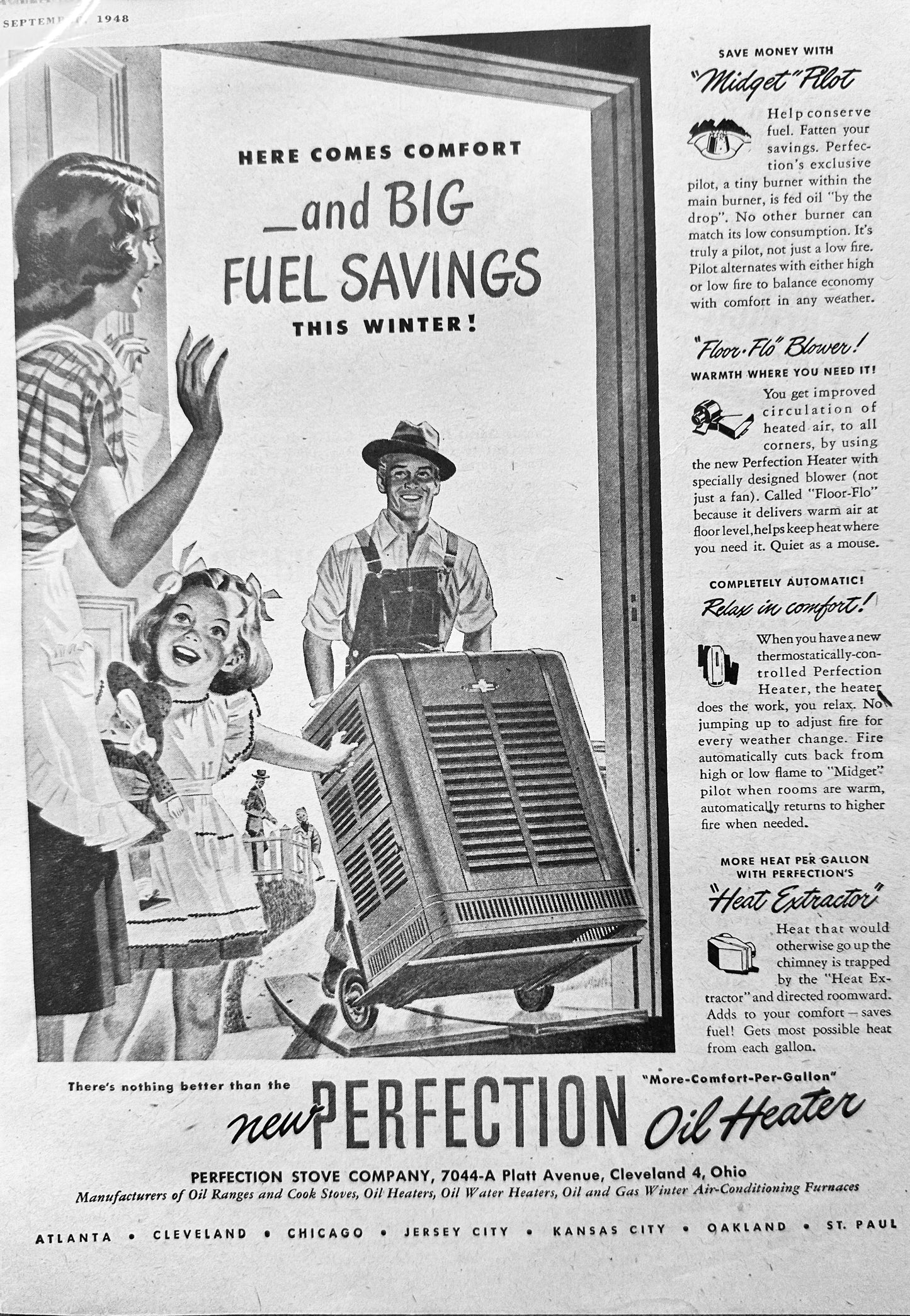 1948 Perfection Oil Space Heater Midget Pilot Model