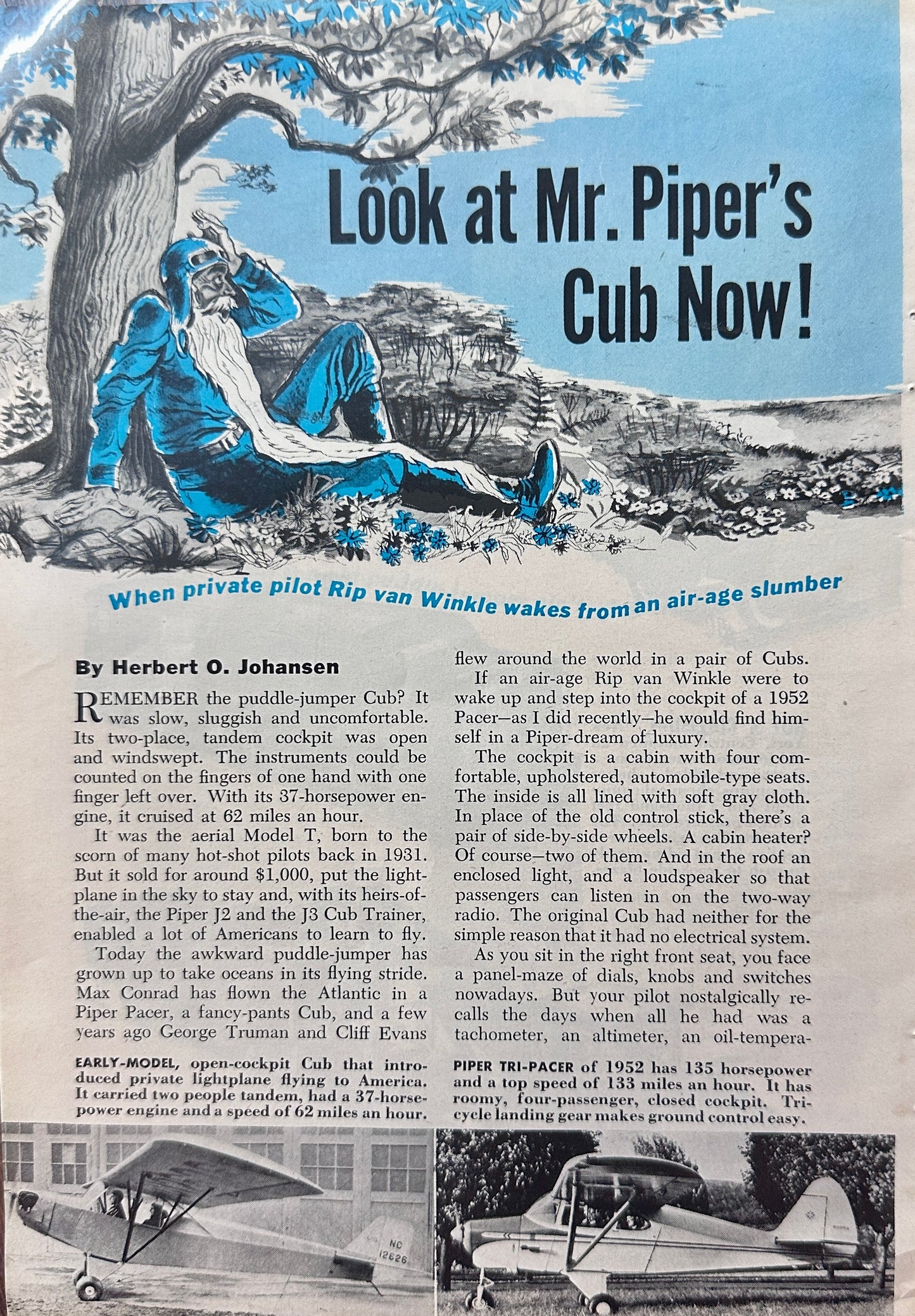 1952 _ Look at Mr. Piper's Cub Now - Private Plane 4-Page Article