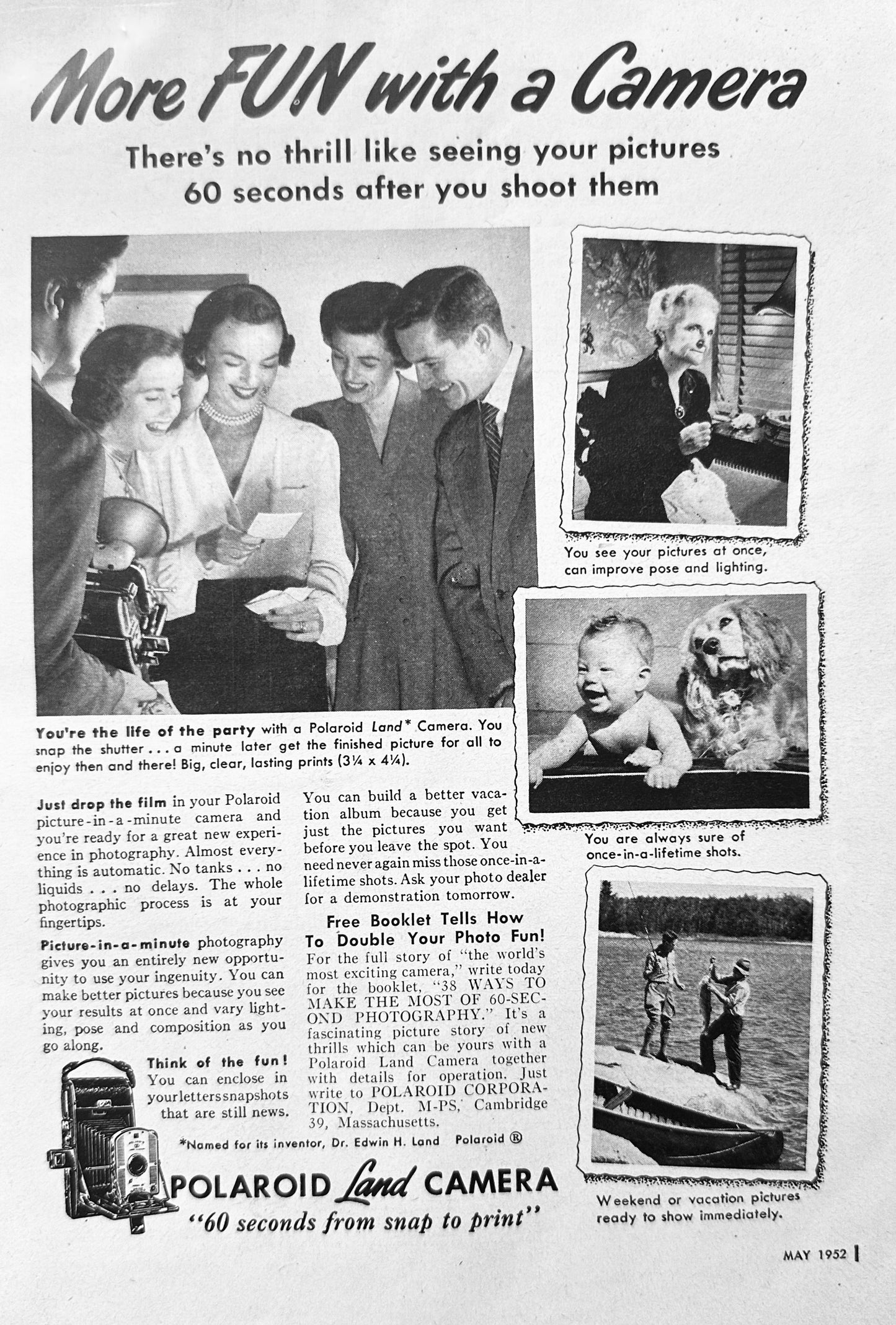 1952 Polaroid Land Camera 60 Secs from snap to print