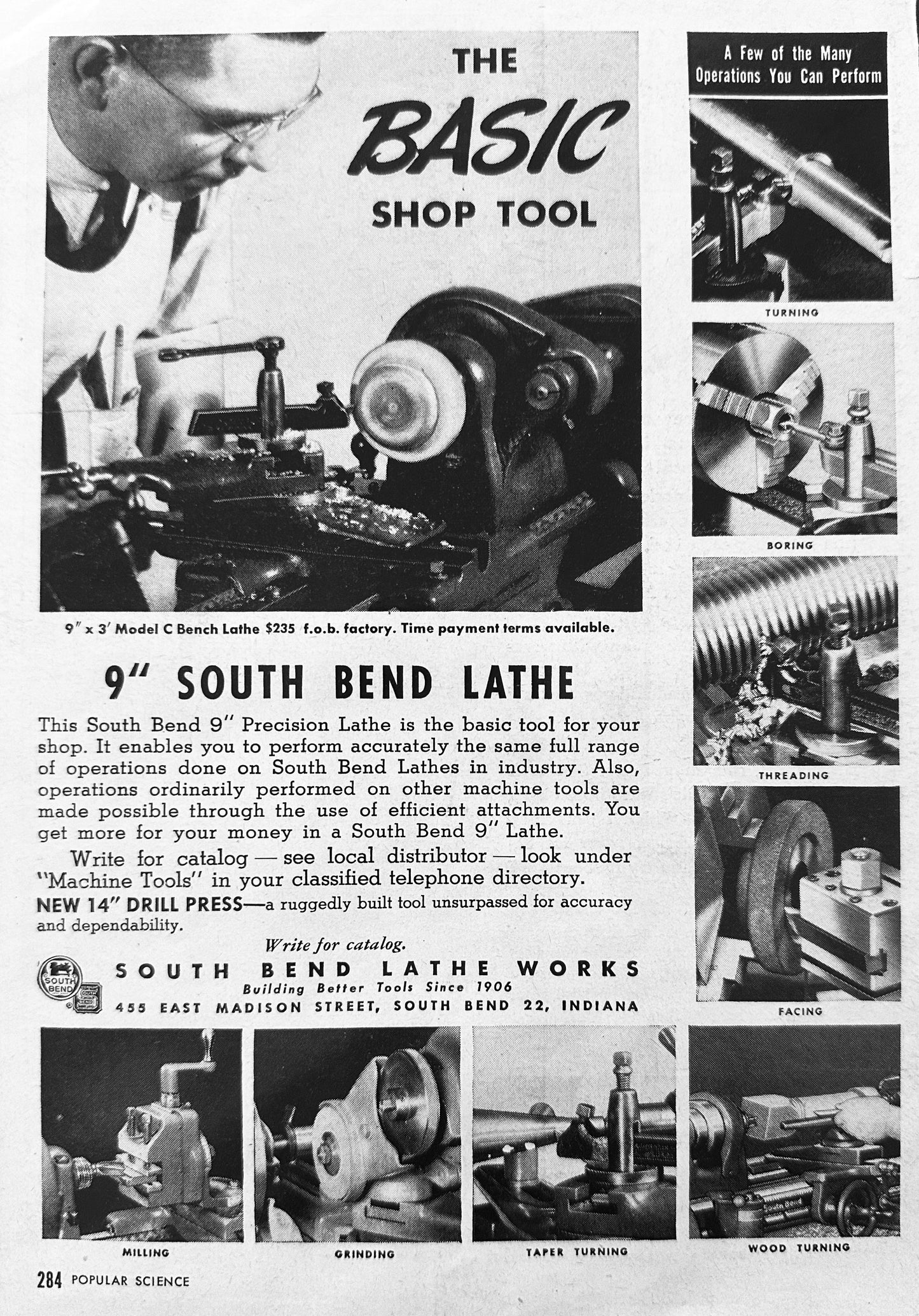 1956 The Basic Shop Tool 9" South Bend Lathe - Vintage Ad