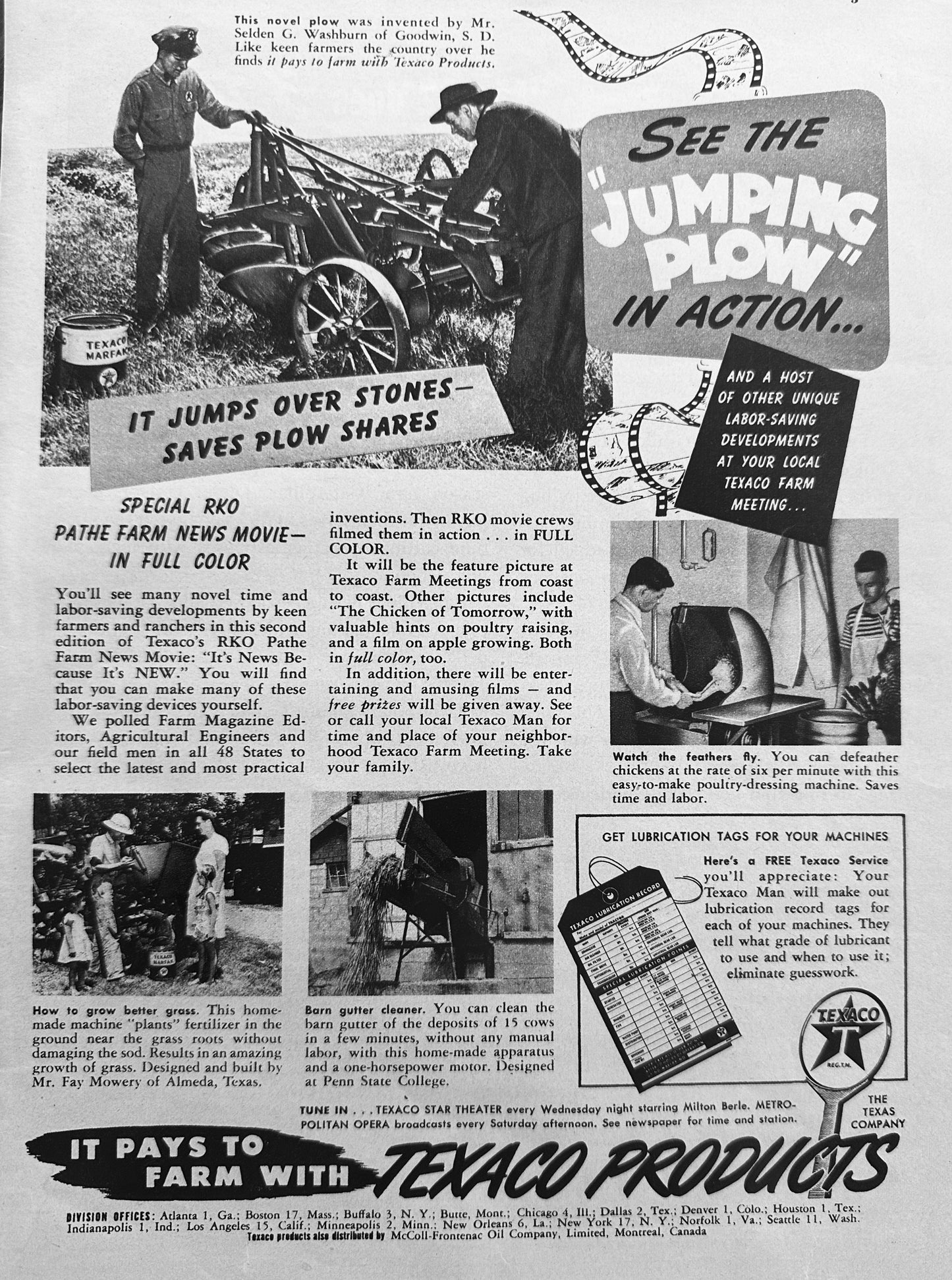 1949 Texaco Farm Products - & Caterpillar D2 Tractor Ads