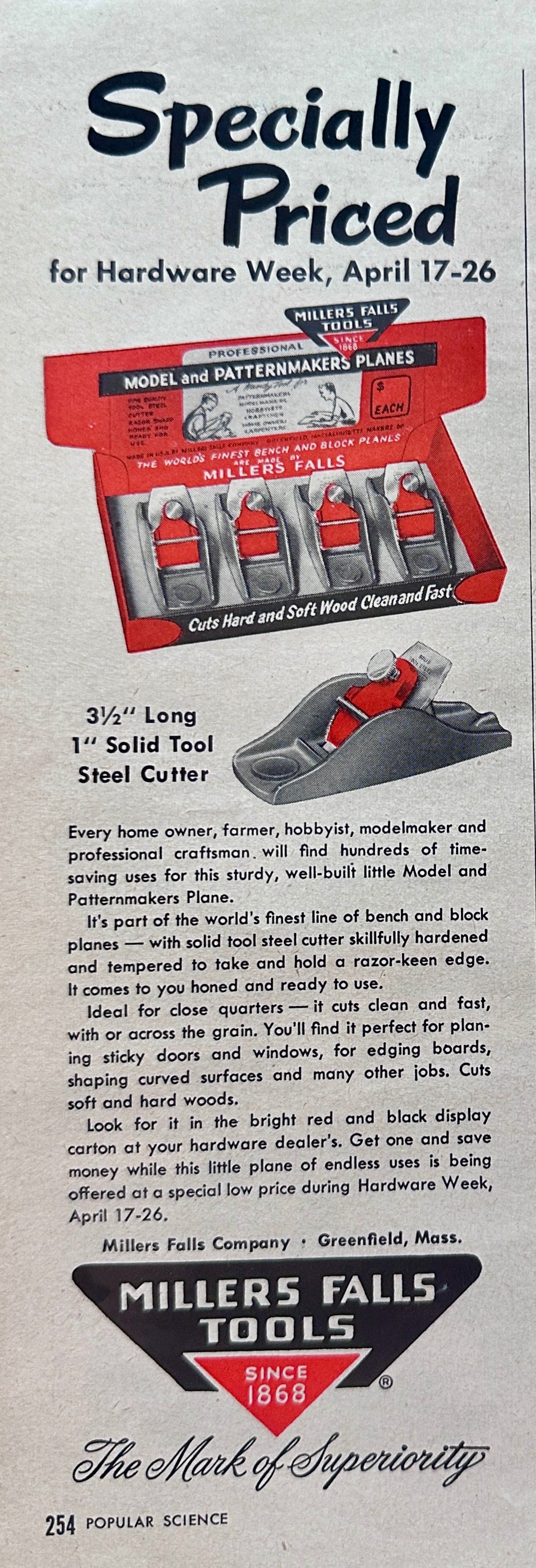 1952 AC Spark Plugs - Chevrolet's Choice & Miller's Falls Planes