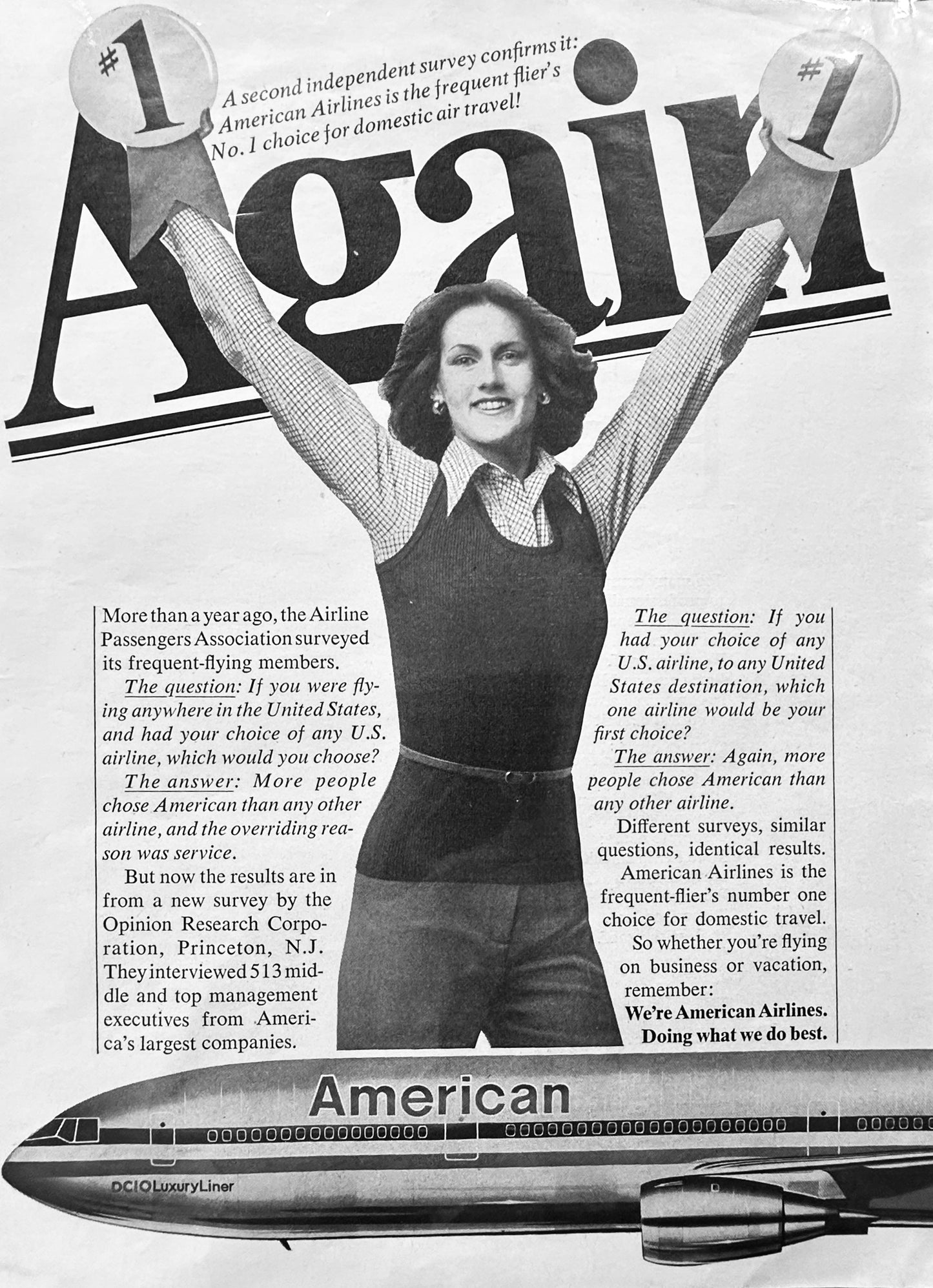 1976 American Airlines # 1 Again! Vintage Ad