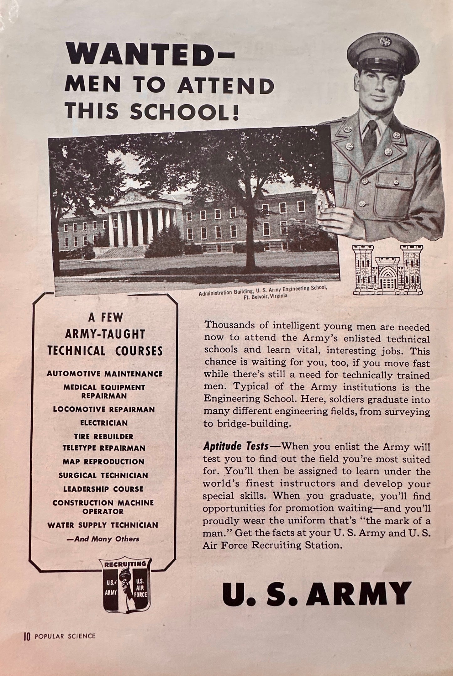 1951 US Army Recruitment Ad - Attend the Army's Technical College S62