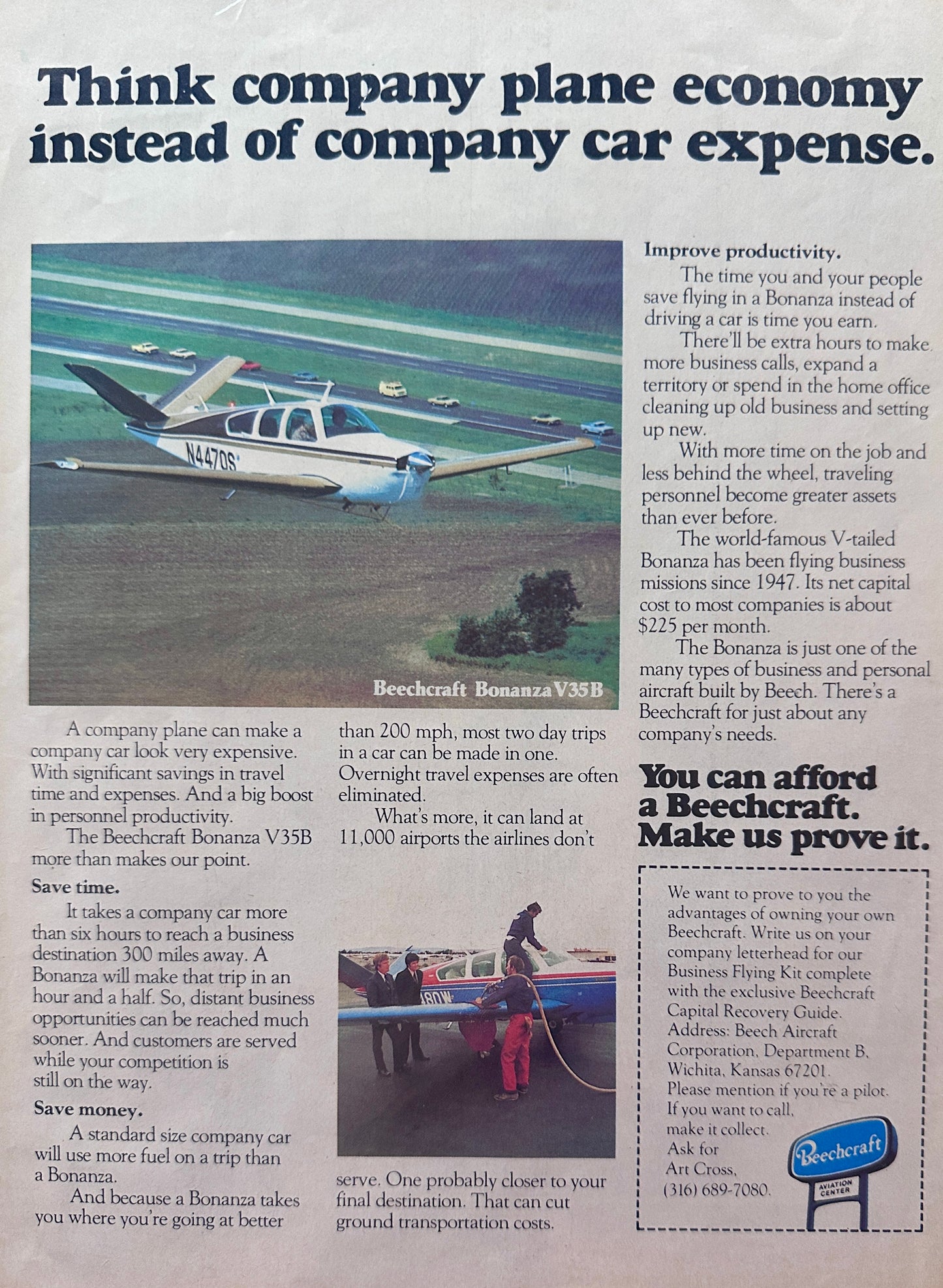 1976 Beechcraft- Think Company Plane Instead of Company Car Vintage Ad