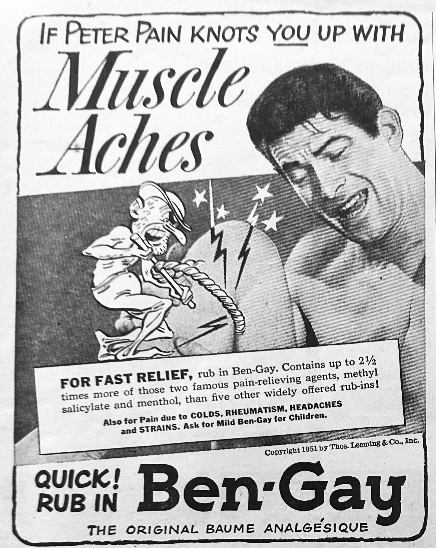 1953 Ben-Gay for Muscle Aches - Vintage Ad
