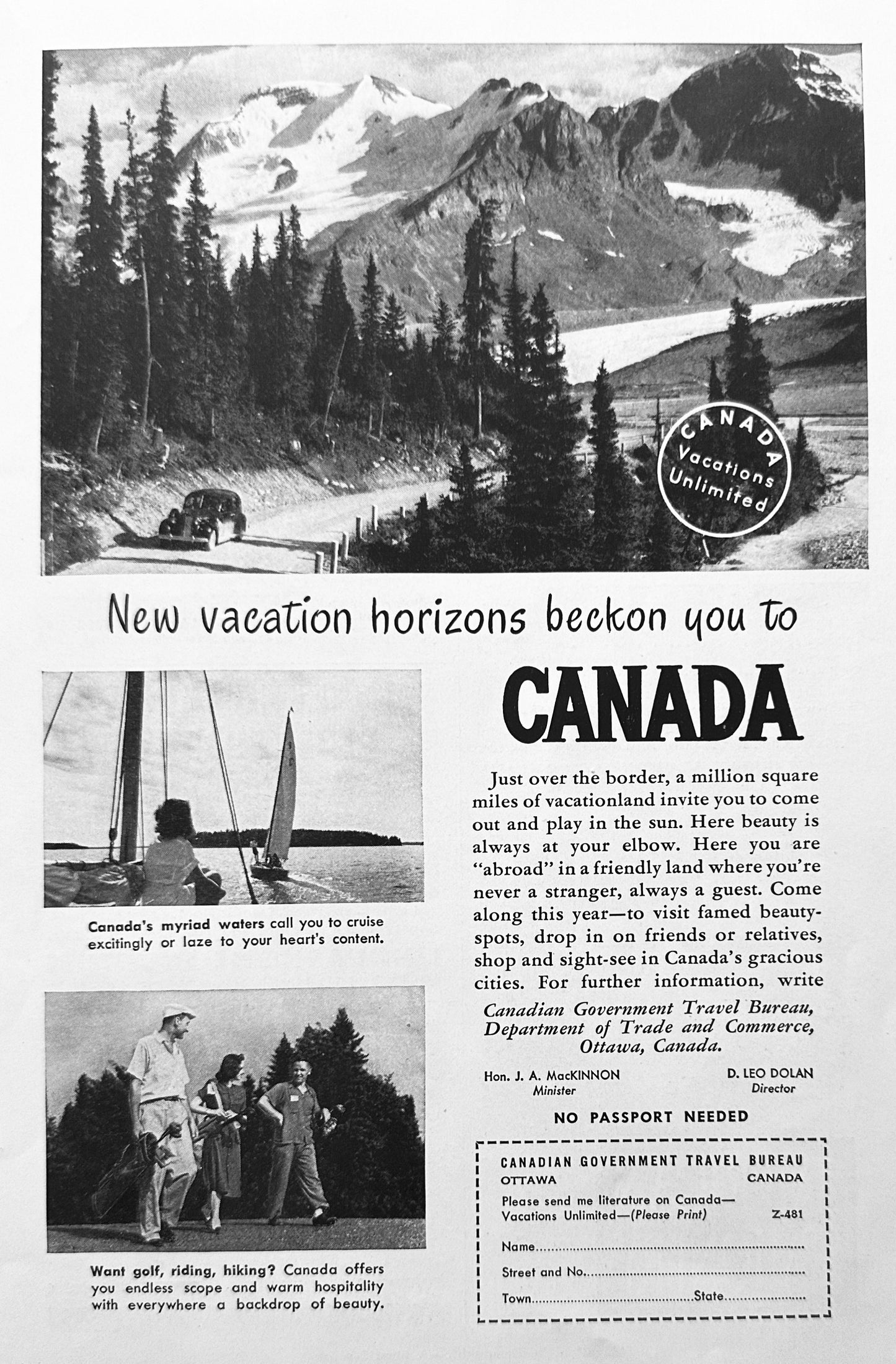 1948 Canadian Vacations - No Passport Needed - Those were the days!