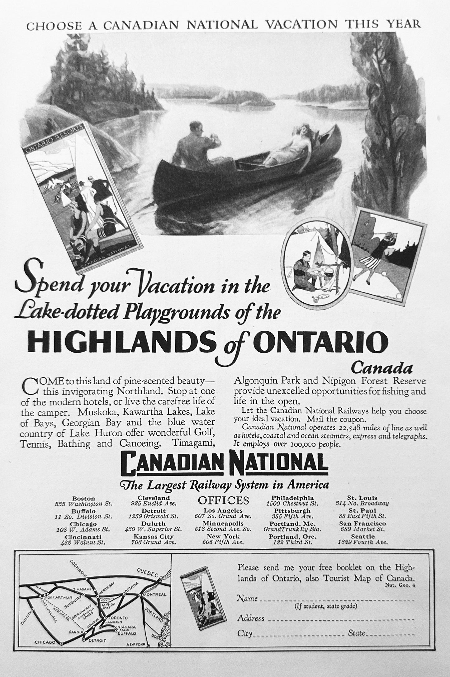 1927 Choose a Canadian National Railways Vacation This year