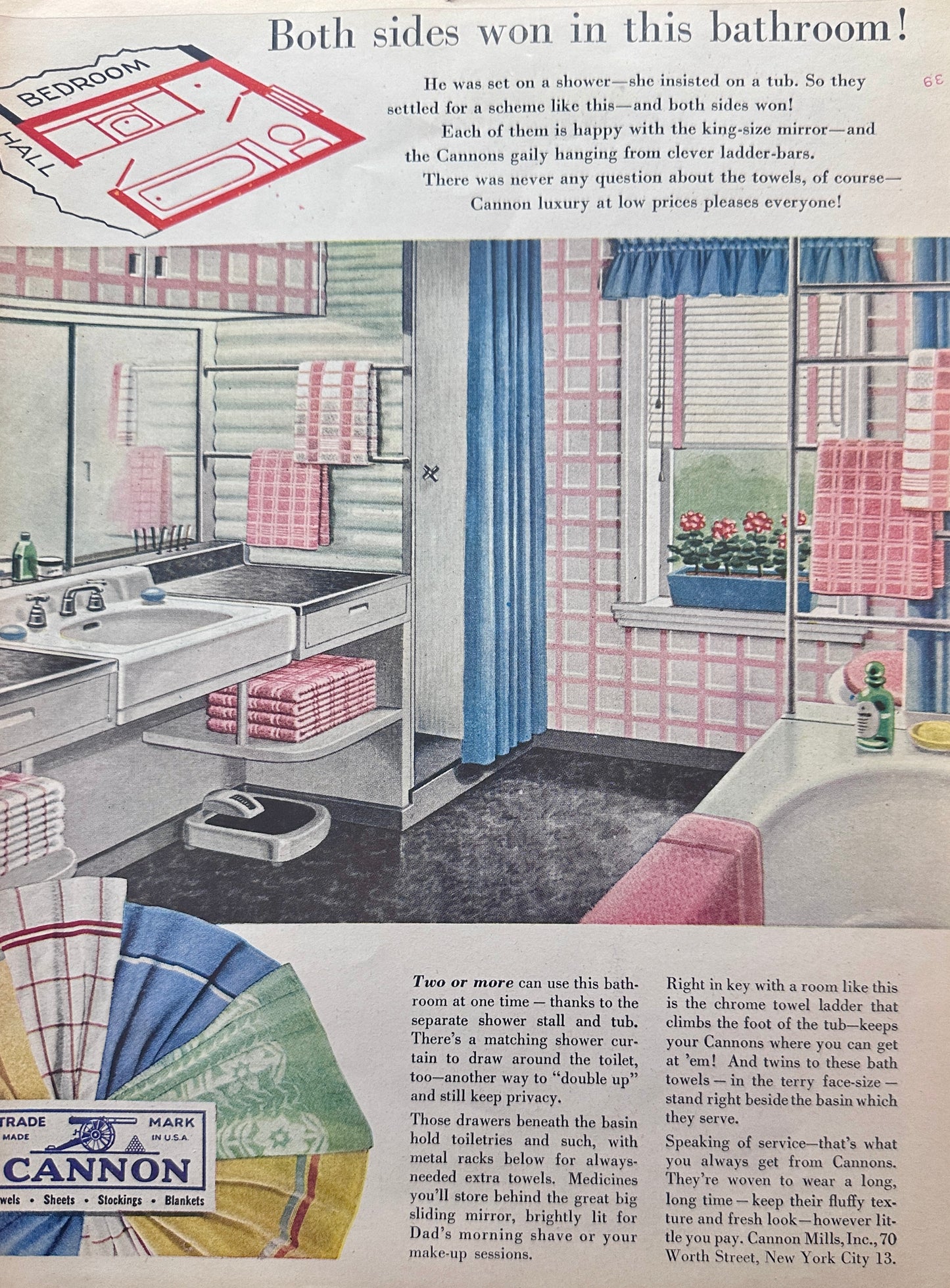 1948 Bathroom Design featuring Cannon Towels