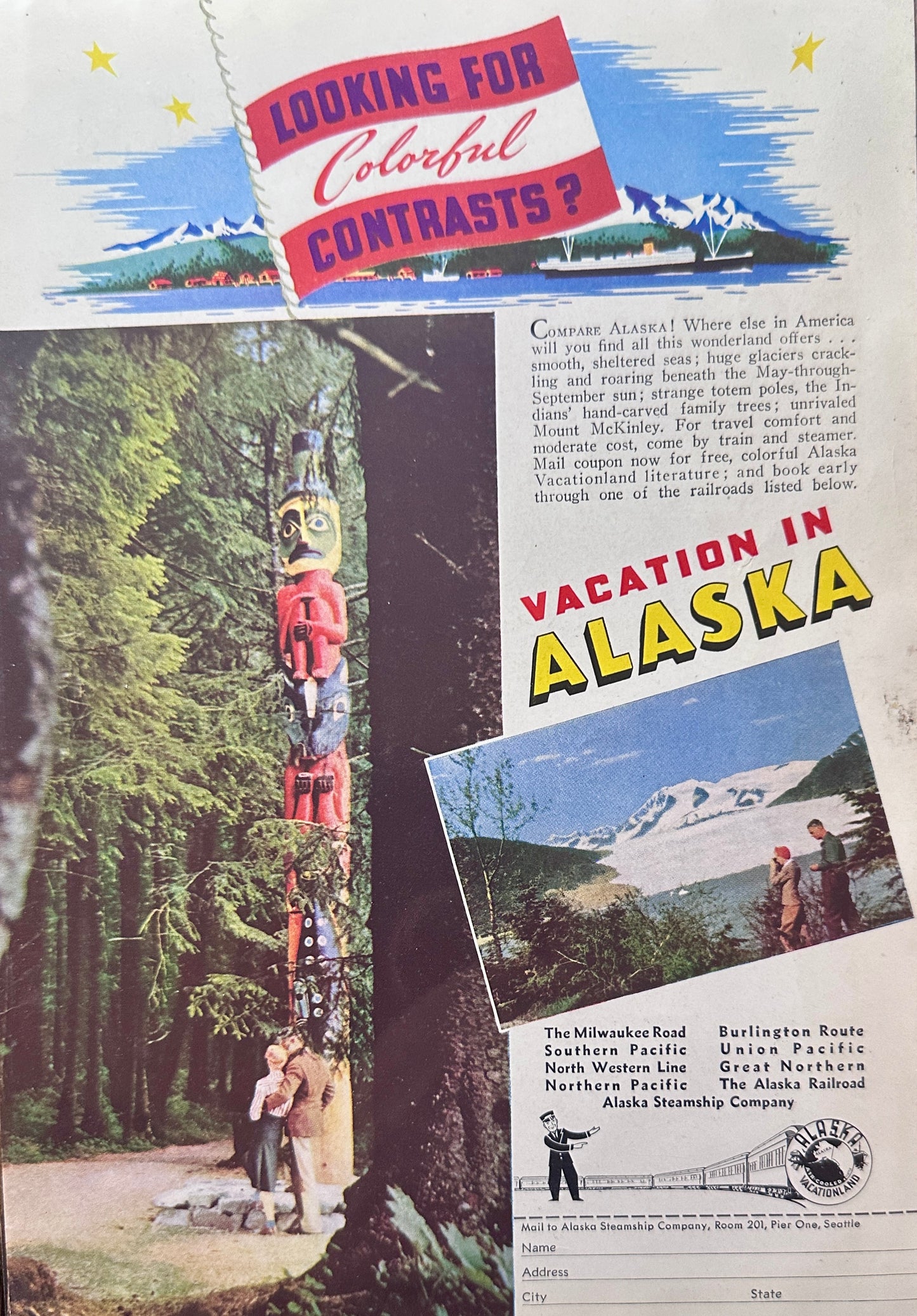1942 Coca-Cola (Coke) Introduces Herself & Vacation Alaska Vintage Ads