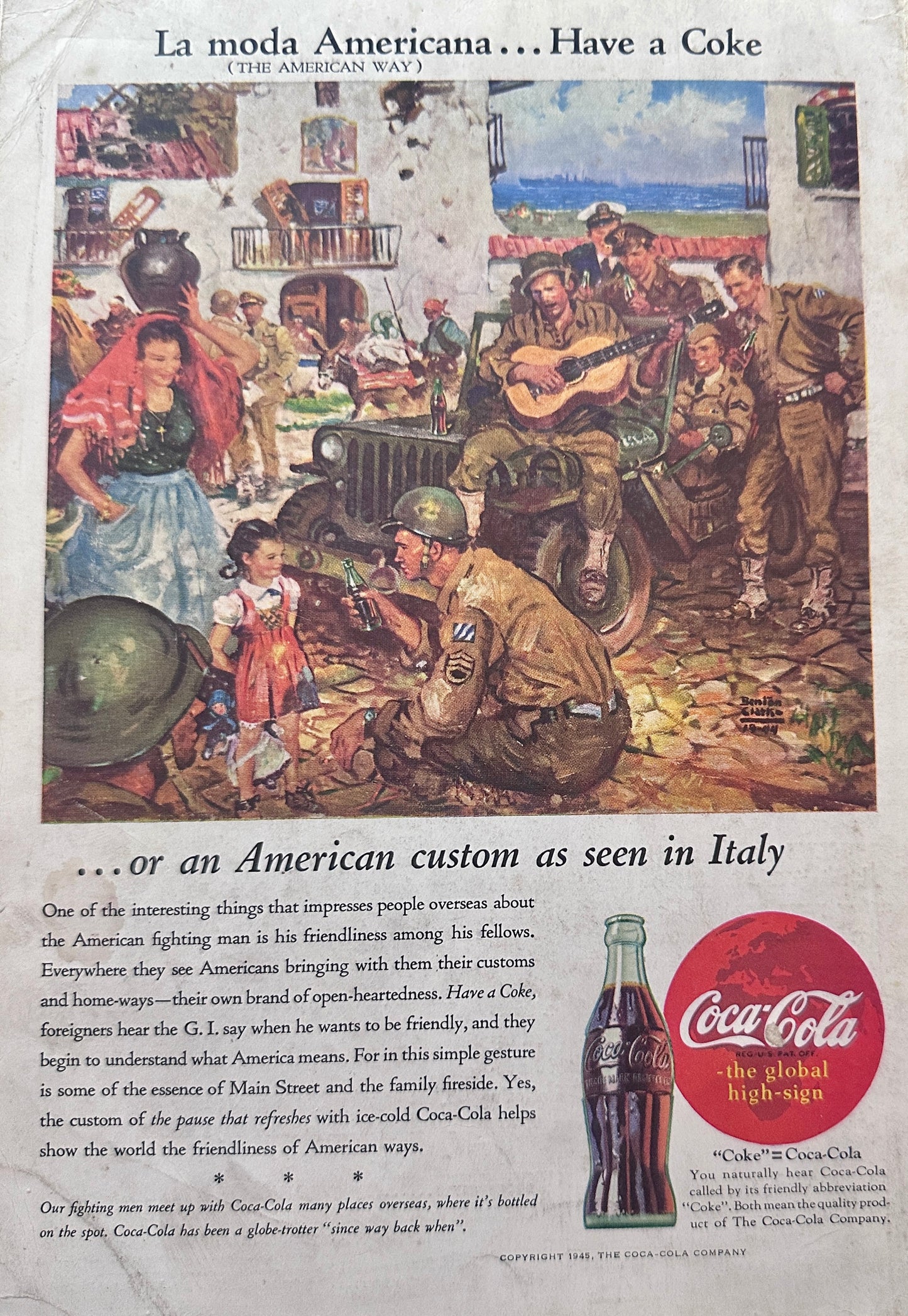 1945 La Moda Americana .. Have A coke & GM Locomotive Vintage Ads