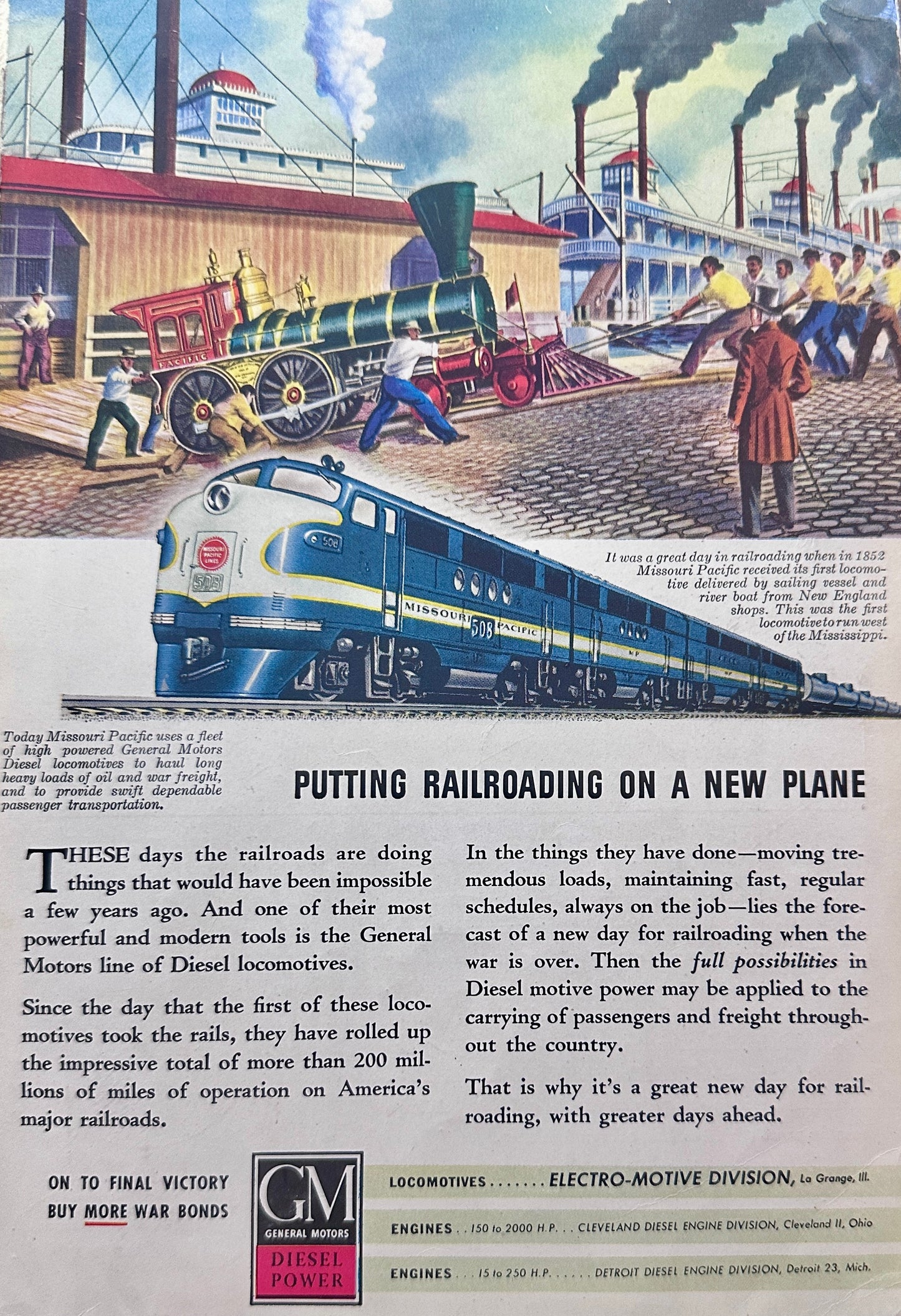 1945 La Moda Americana .. Have A coke & GM Locomotive Vintage Ads N24