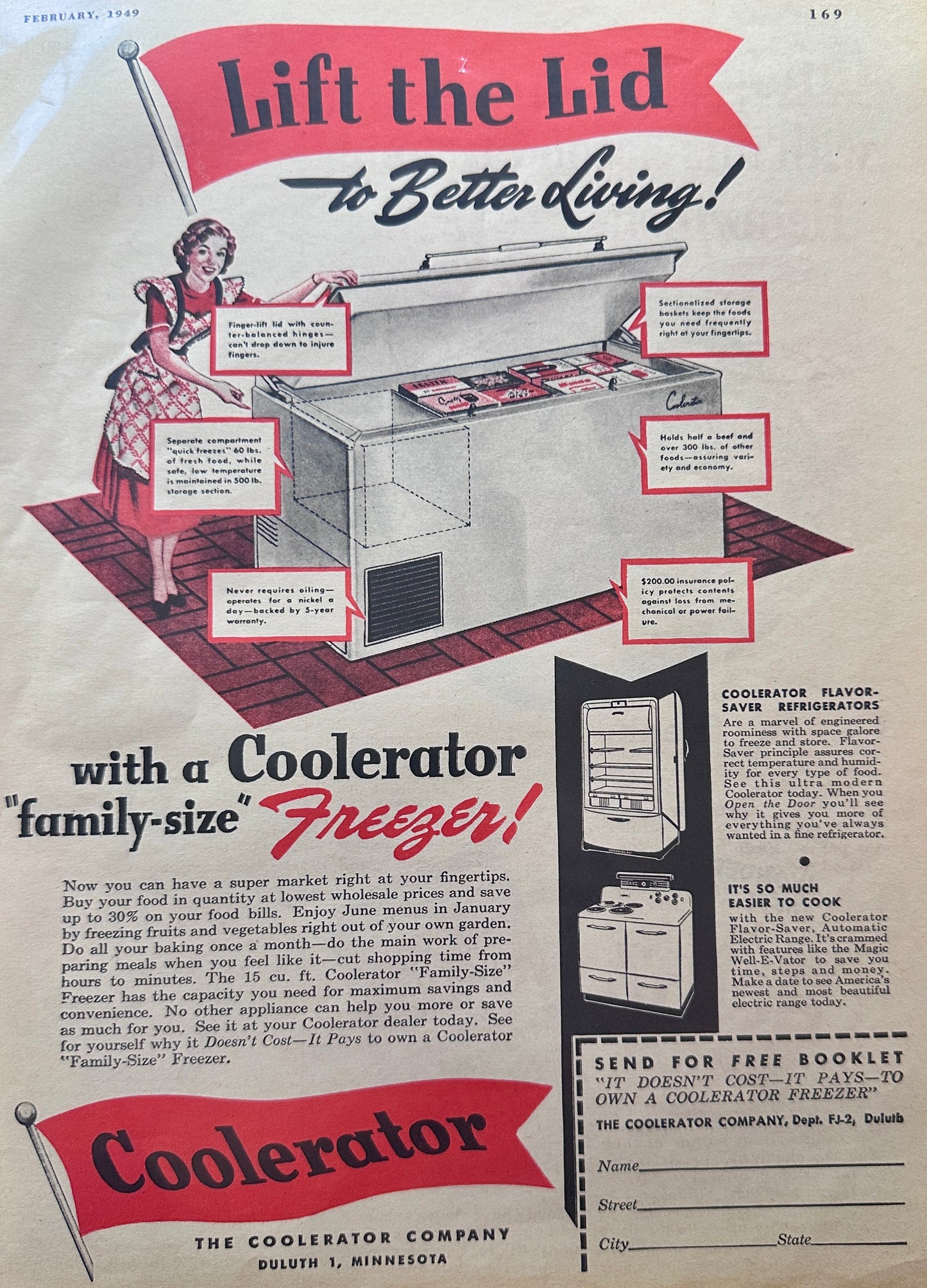 1949 Coolerator Lift the Lid to Better Living Appliance Ads