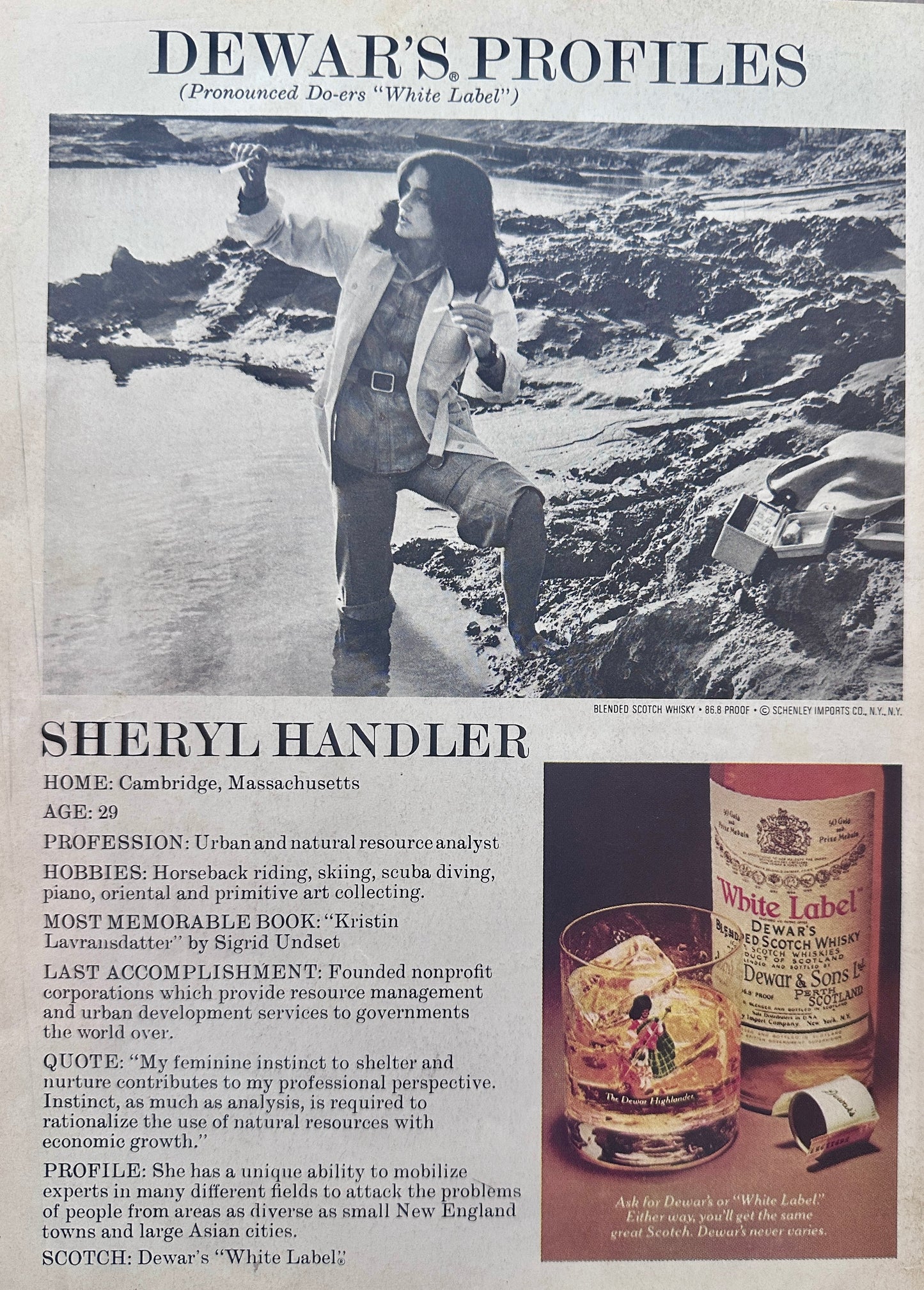 1975 Dewars Profiles Sheryl Handler- Cambridge Massachusetts