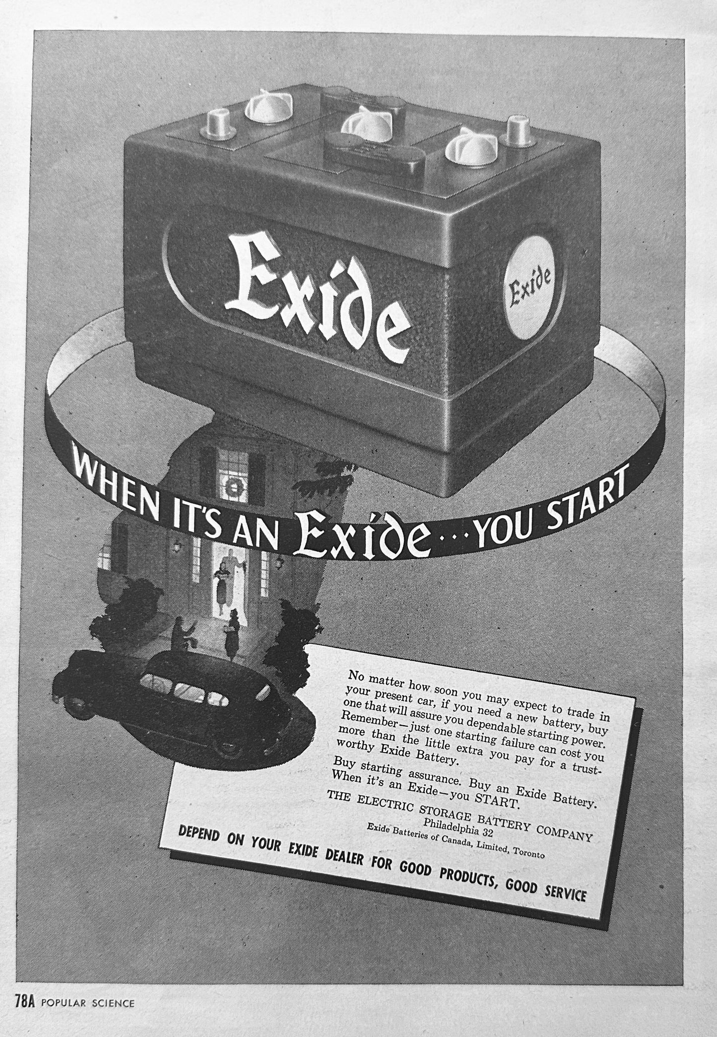 1947 Exide Automobile Batteries Always Starts