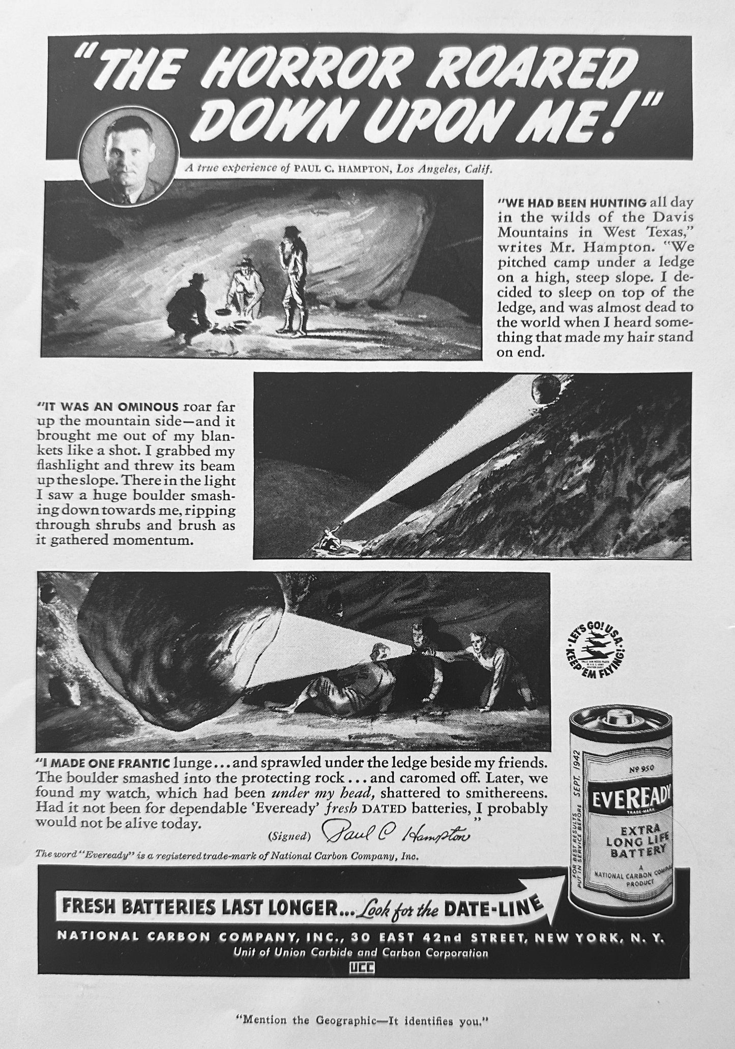 1942 Eveready Extra Long Life Battery - Lost at Sea