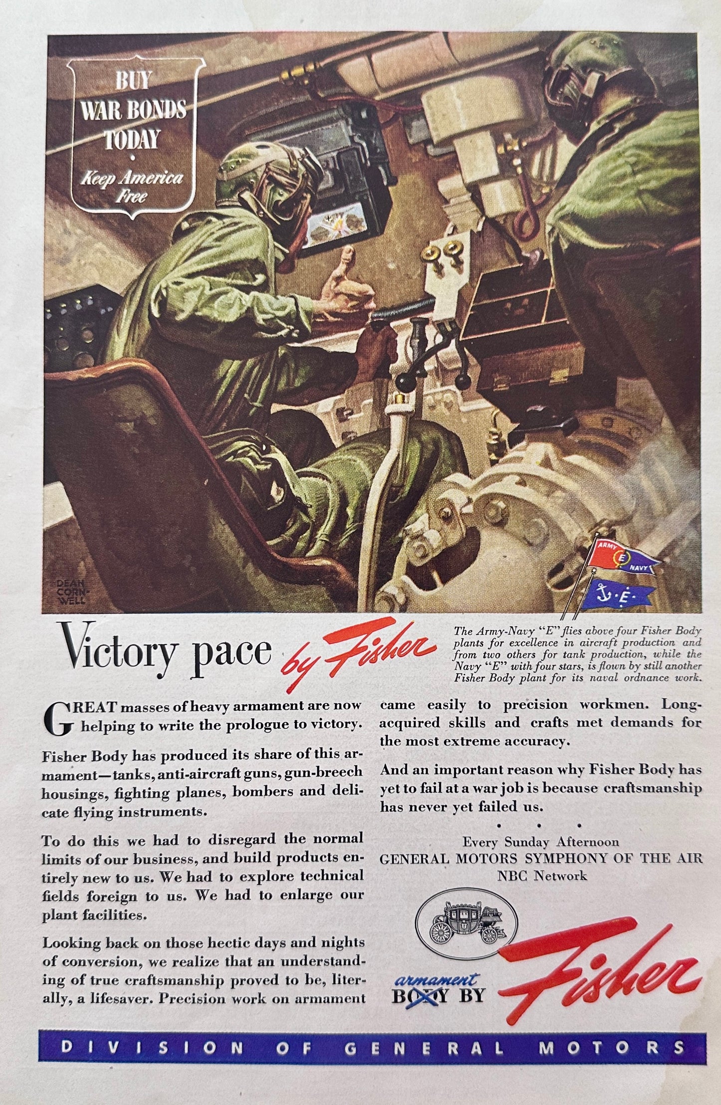 1944 Armament By Fisher Division of General Motors WWII Ad