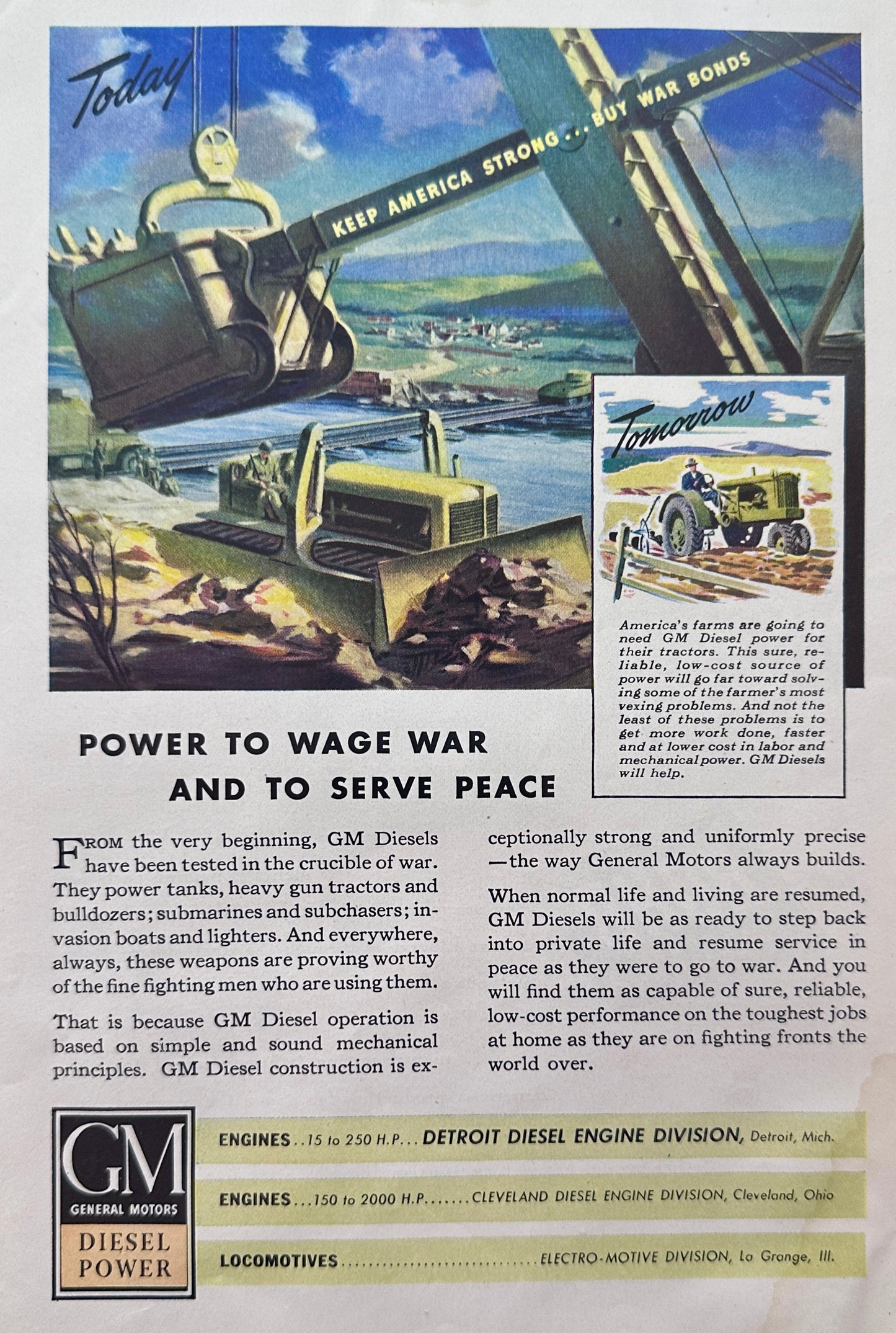 1944 General Motors Diesel Power Engine Division - Supports War Effort