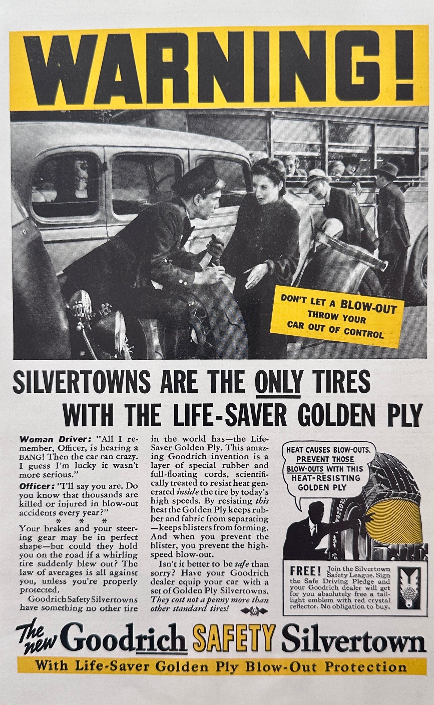 1936 Goodrich Safety Silvertown Tires - Blow-out Protection