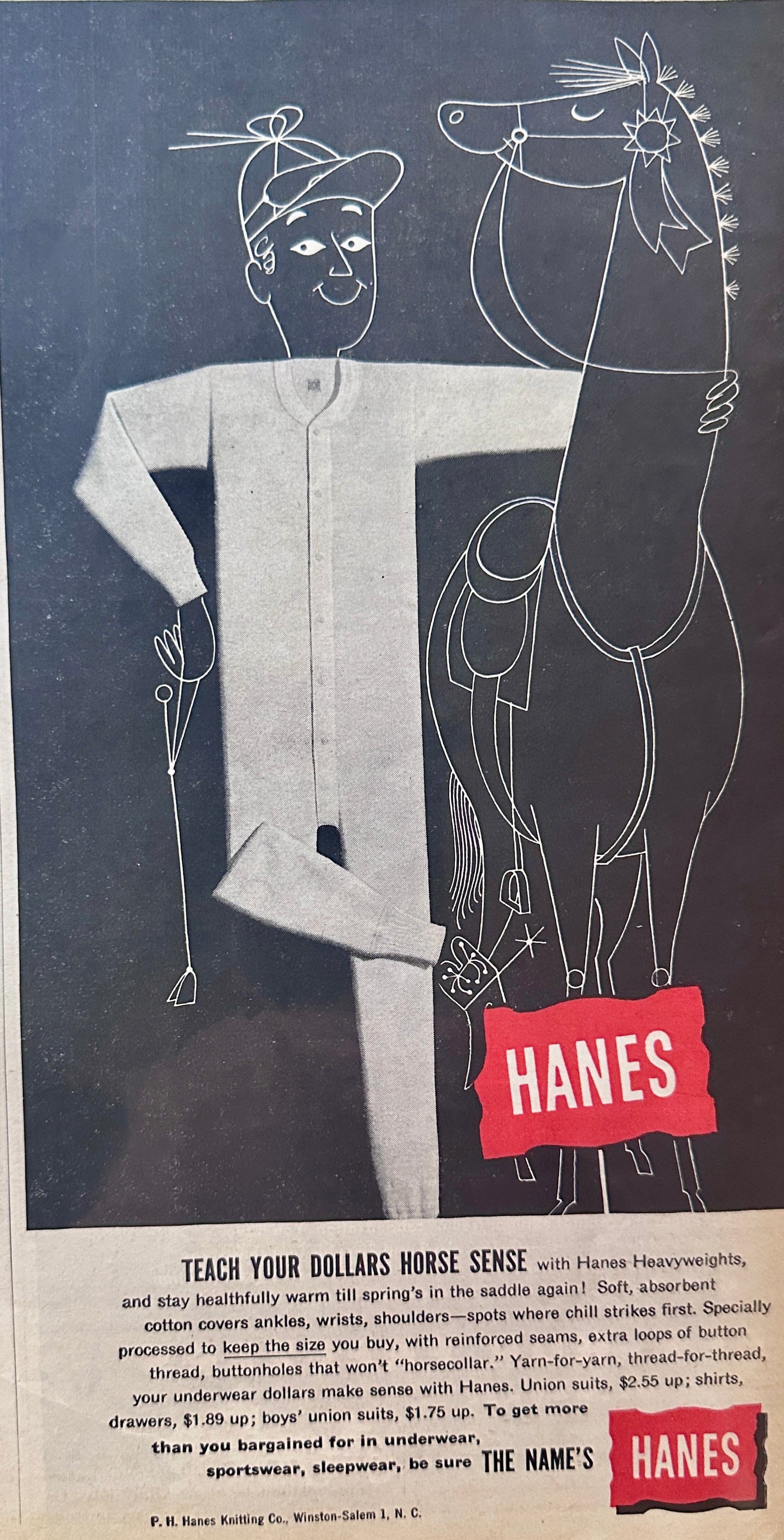 1953 Hanes Long Underwear Union Suits - Good Horse Sense + Ben-Hur Freezers