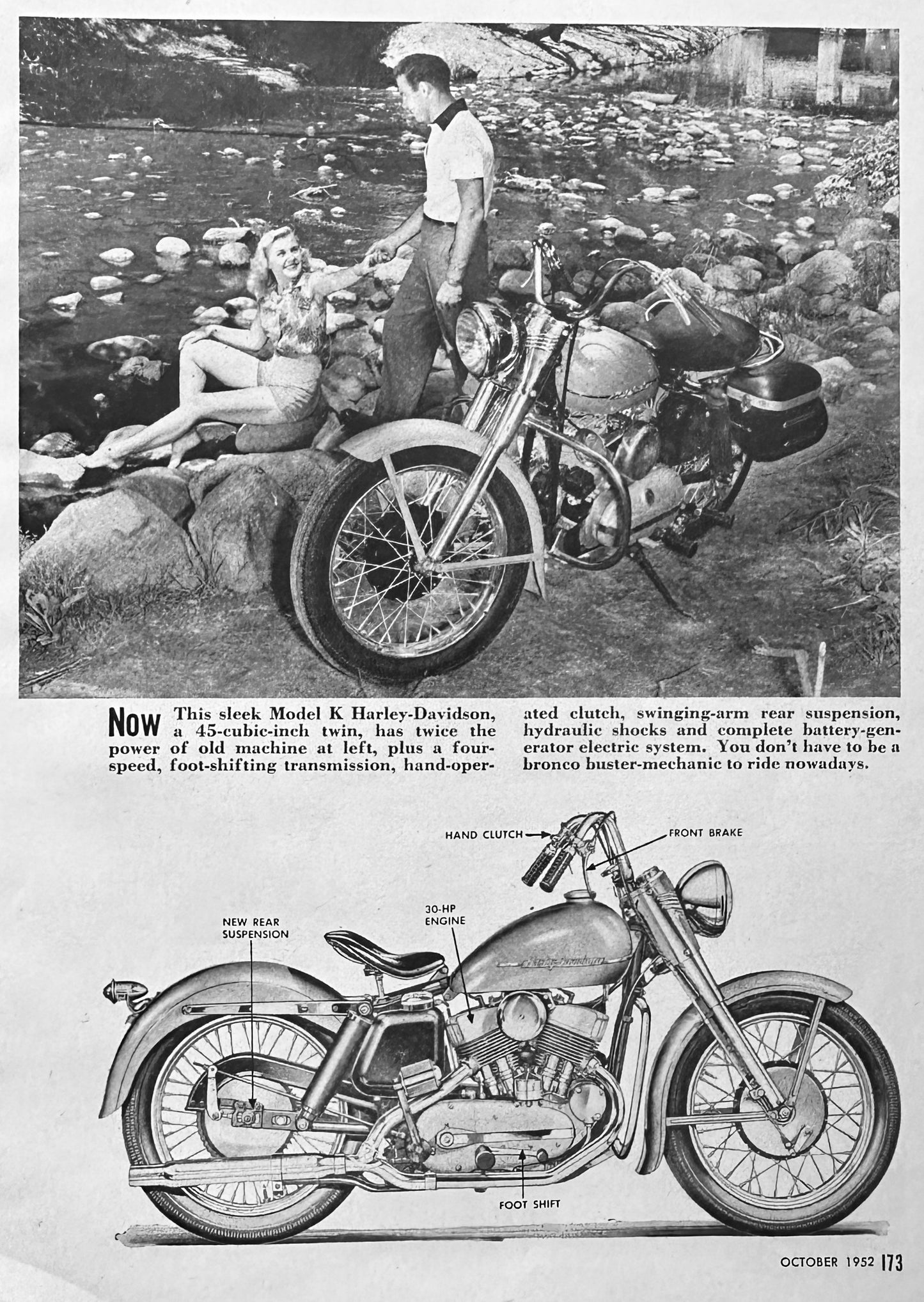 1952 4-Page Feature on Harley-Davidson Since 1914 thru the latest Model K N448