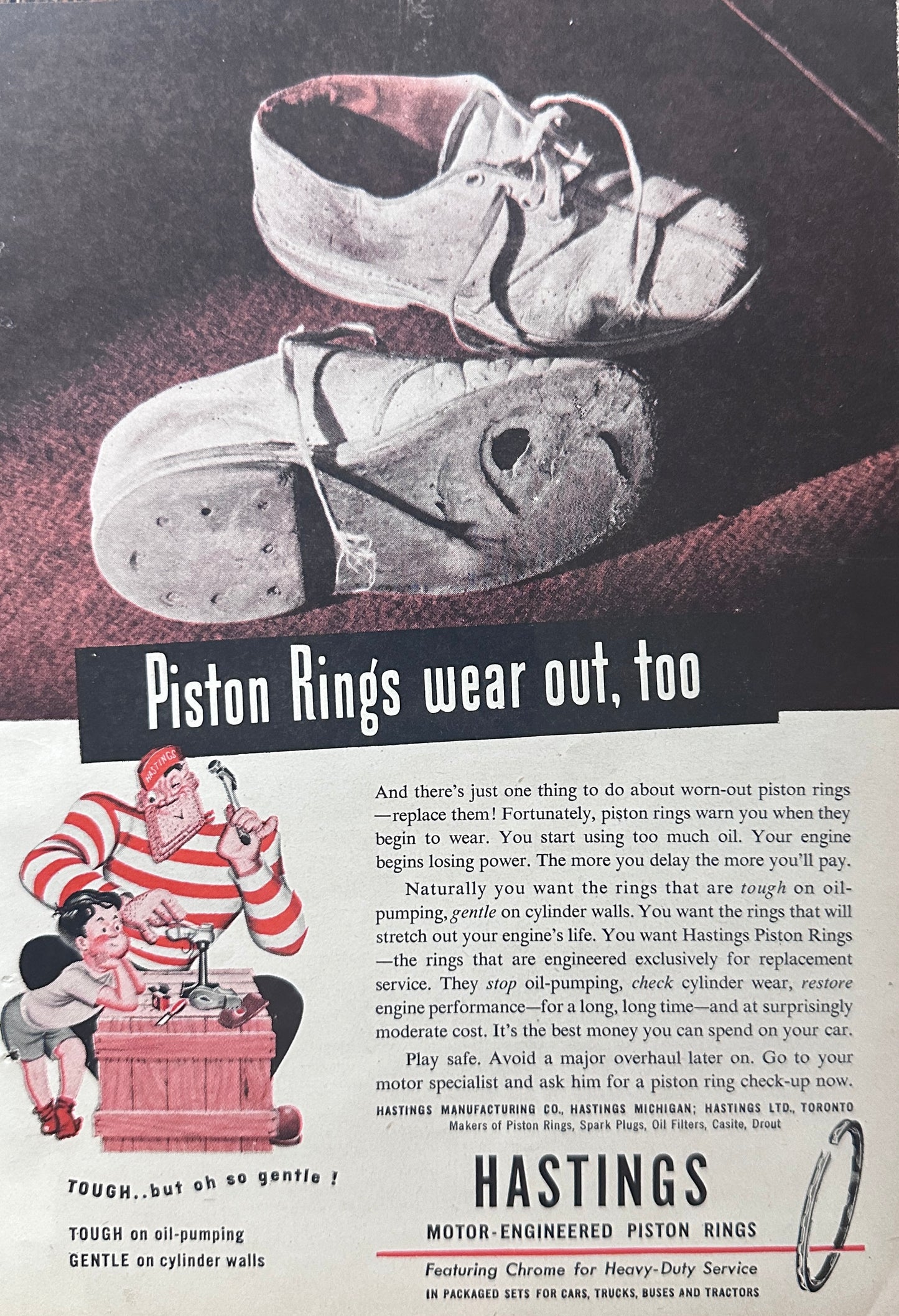 1951 Hastings Piston Rings - Shoes Wear Out Too - Tough but Gentle Series N454