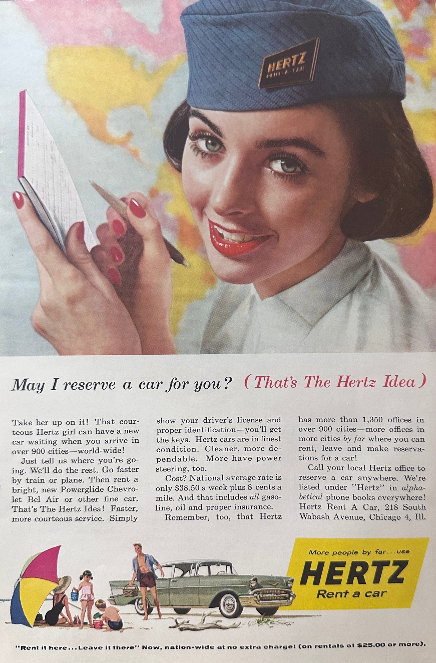 1957 Hertz Rental Cars - Glamourous Attendants & Argus C44 35mm Camera